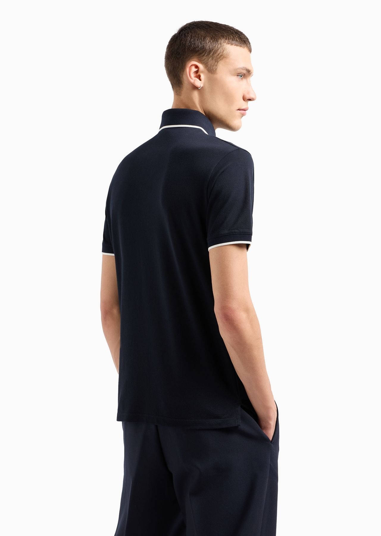 Mercerised piqué polo shirt with micro eagle embroidery - 3