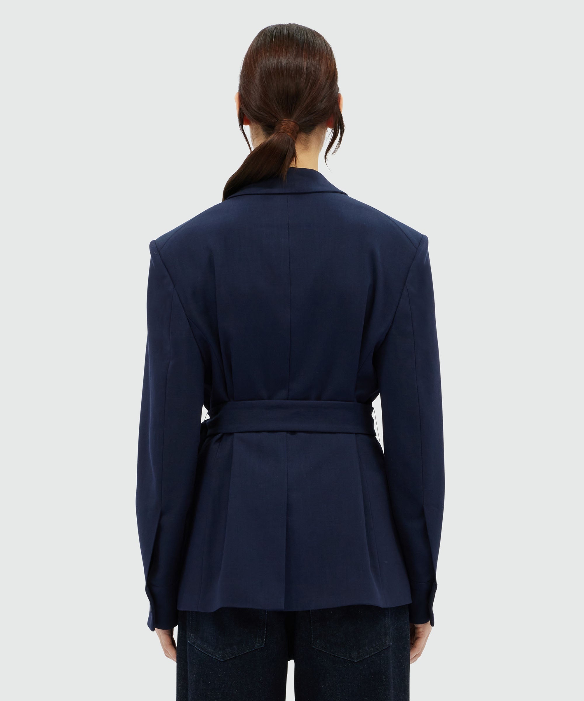 MSGM Tailoring navy blue flamed canvas jacket - 3