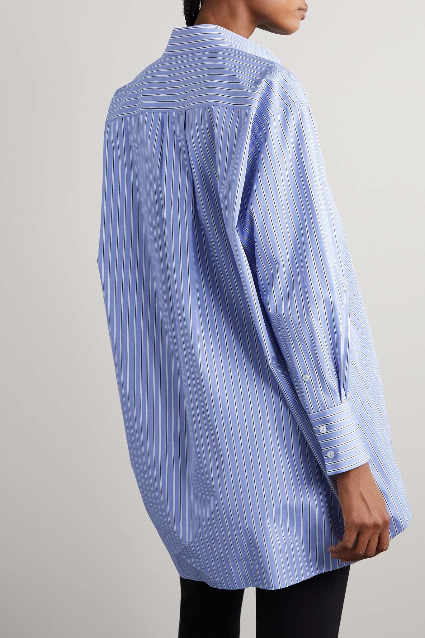 + Thomas Mason embroidered striped cotton-poplin shirt - 3