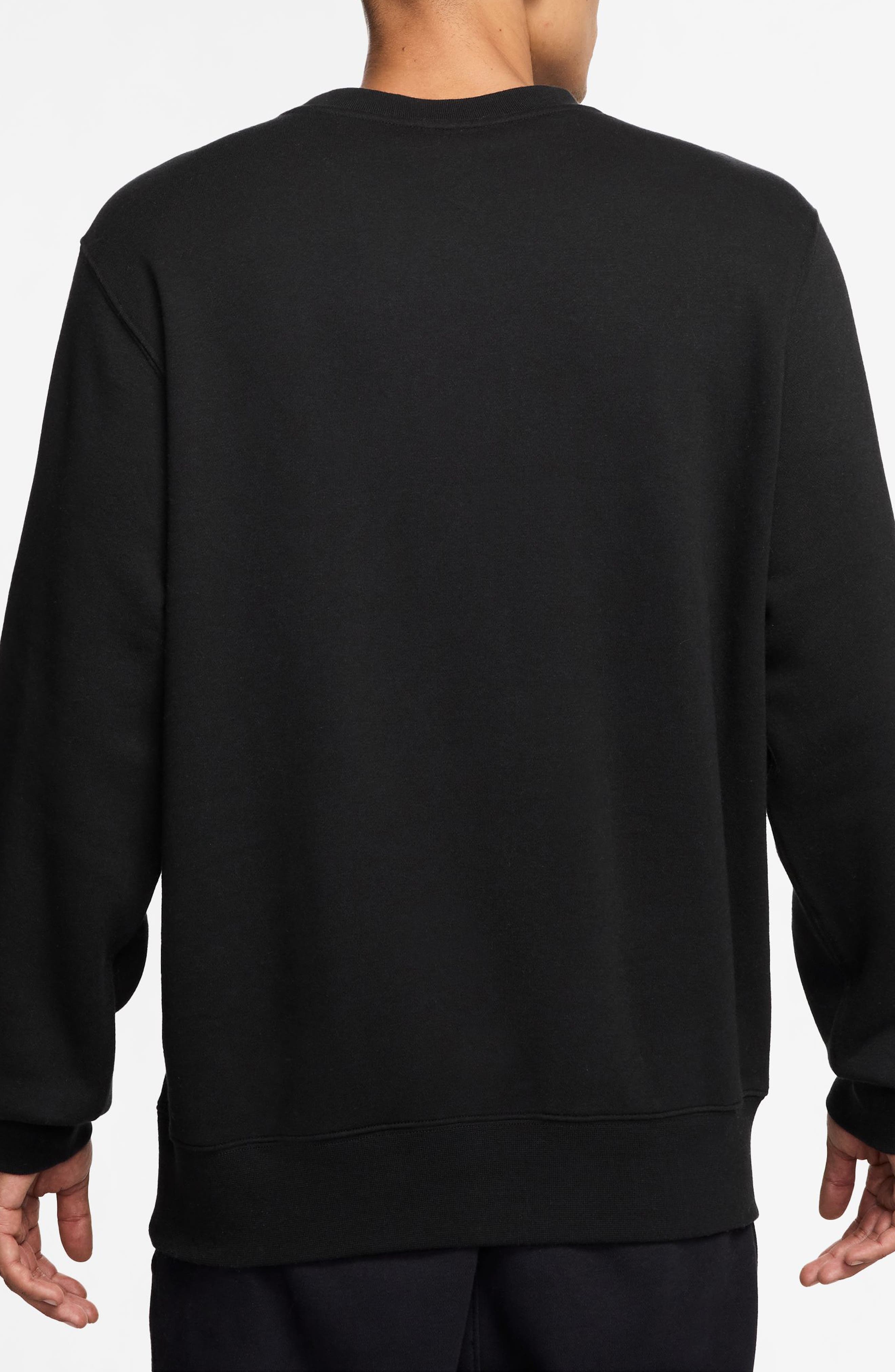 Nike Club Brushed Fleece Crewneck Sweatshirt in Black/White at Nordstrom - 2