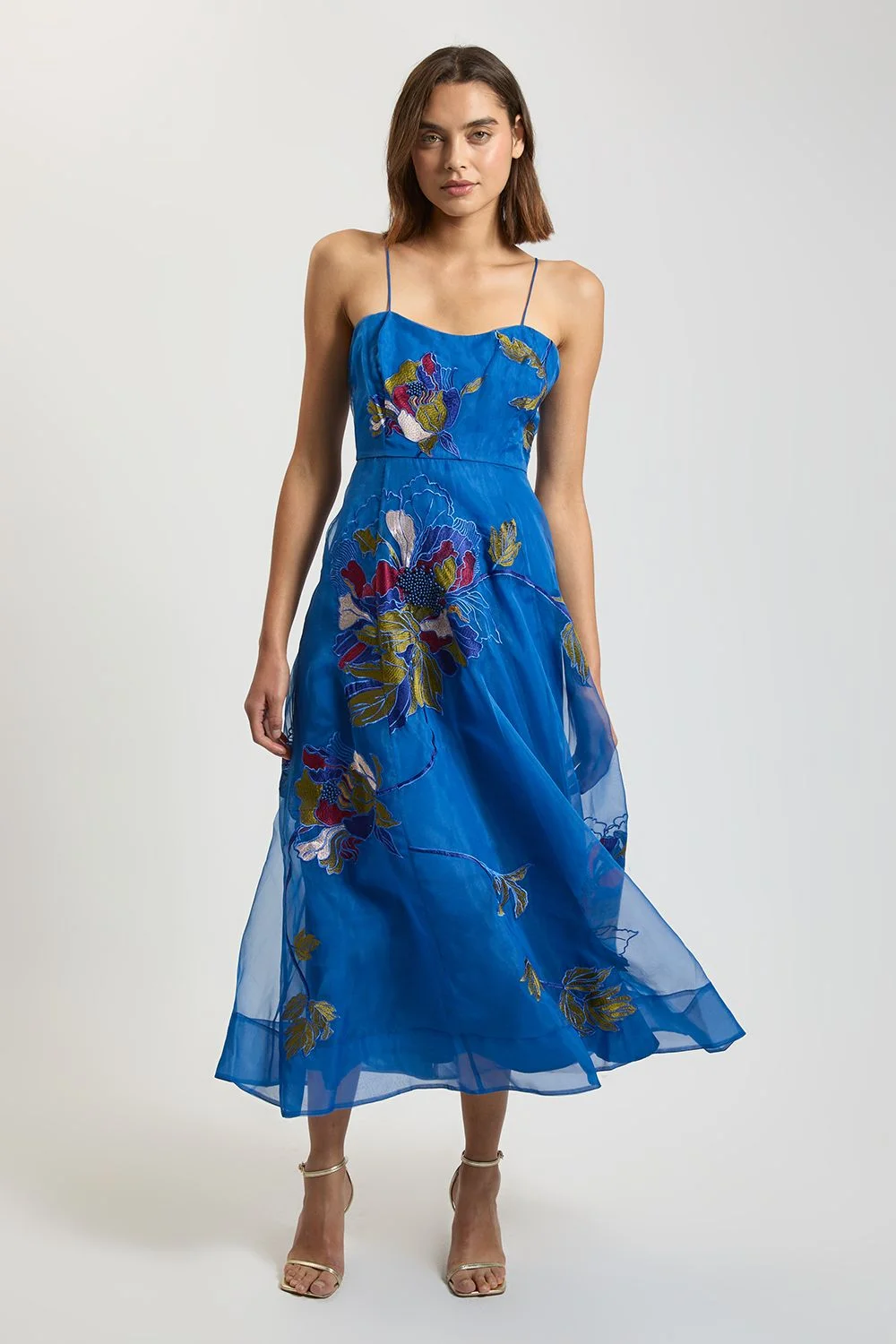 Rose Embroidered Organza Bandeau Dress - 1