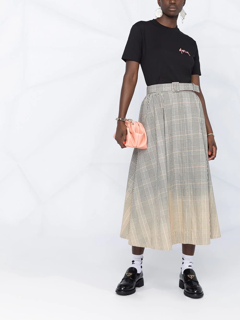 faded check midi skirt - 2