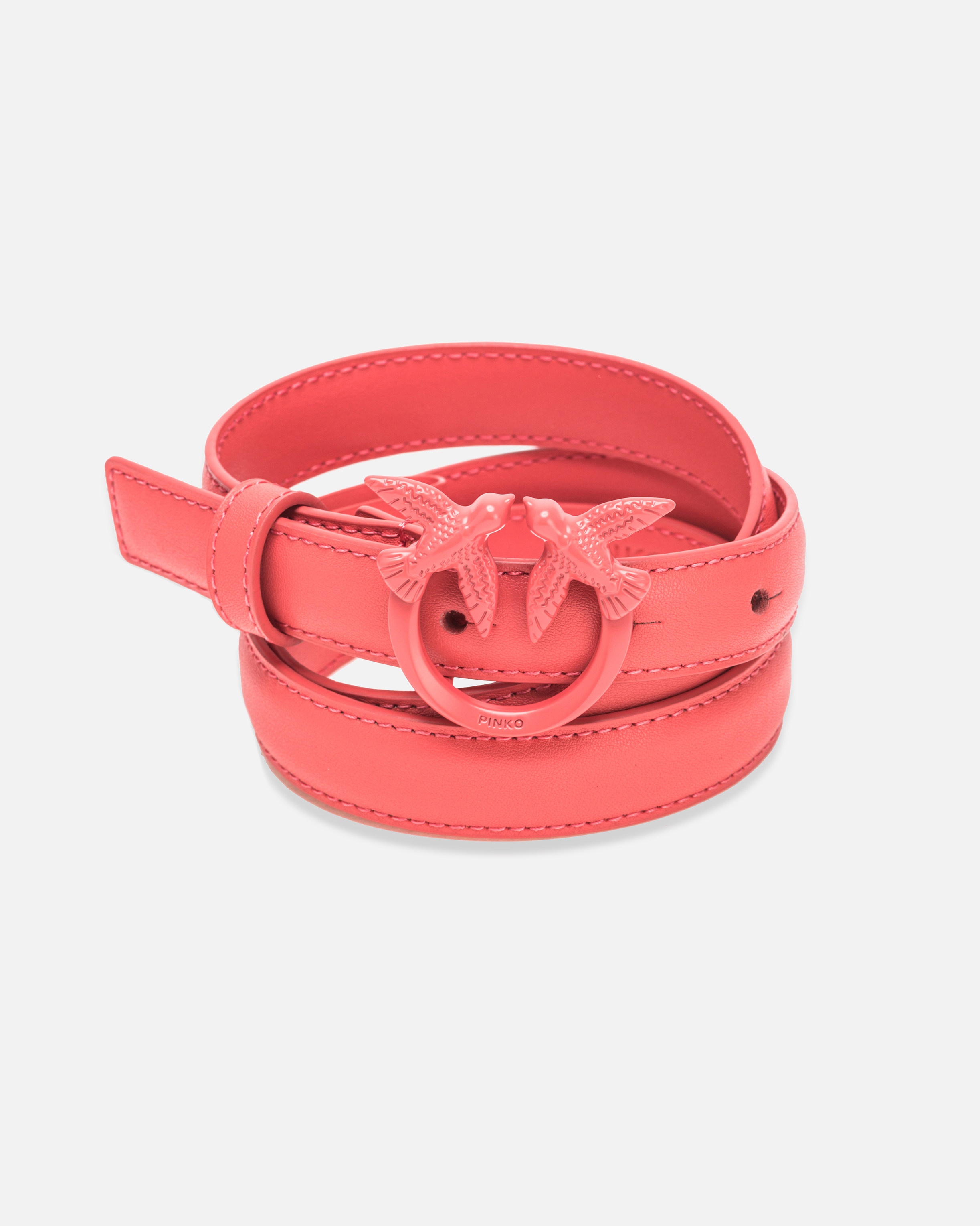 THIN COLOUR-BLOCK LOVE BIRDS LEATHER BELT 2CM - 5
