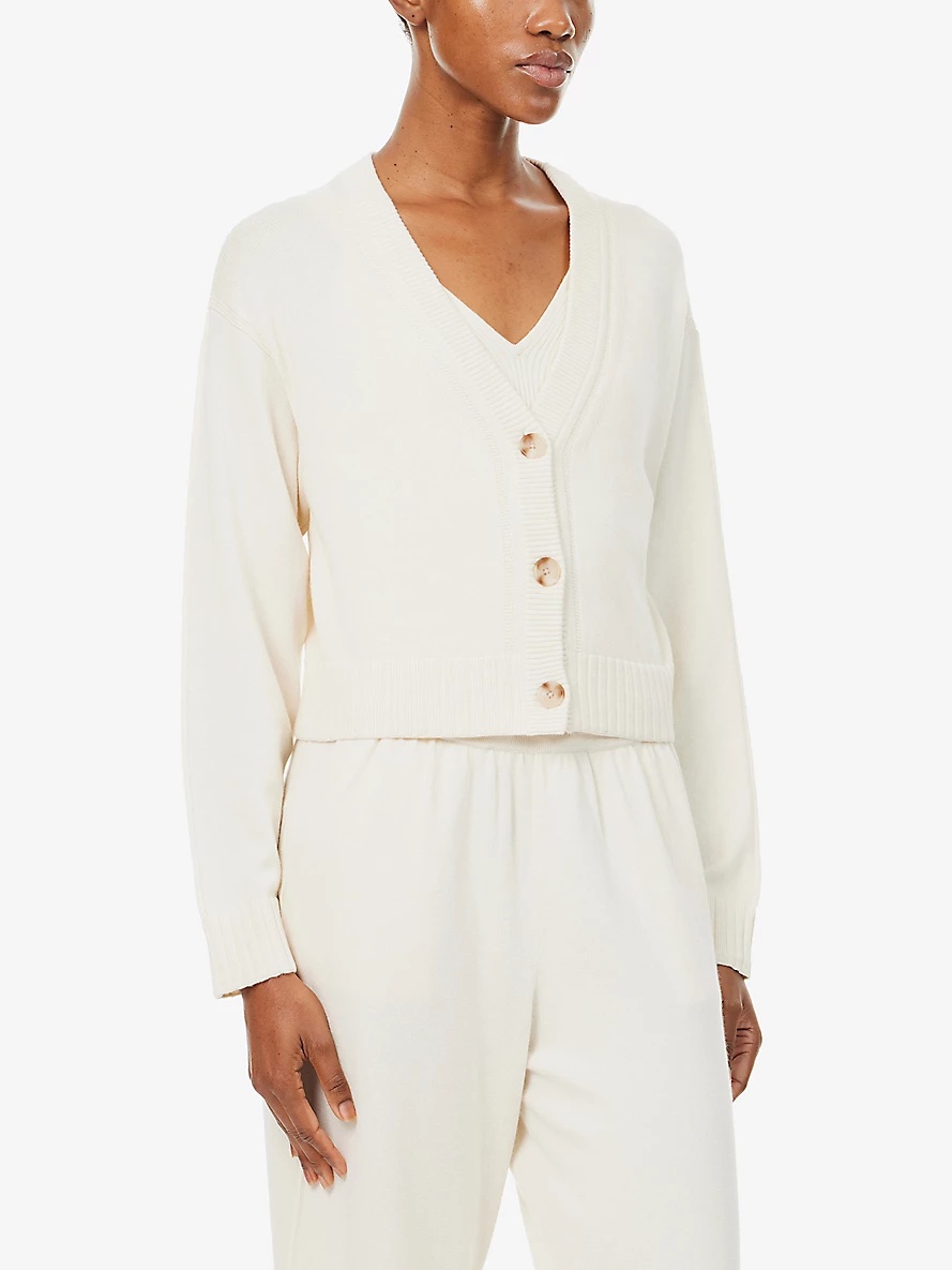 V-neck relaxed-fit cotton and cashmere cardigan - 3