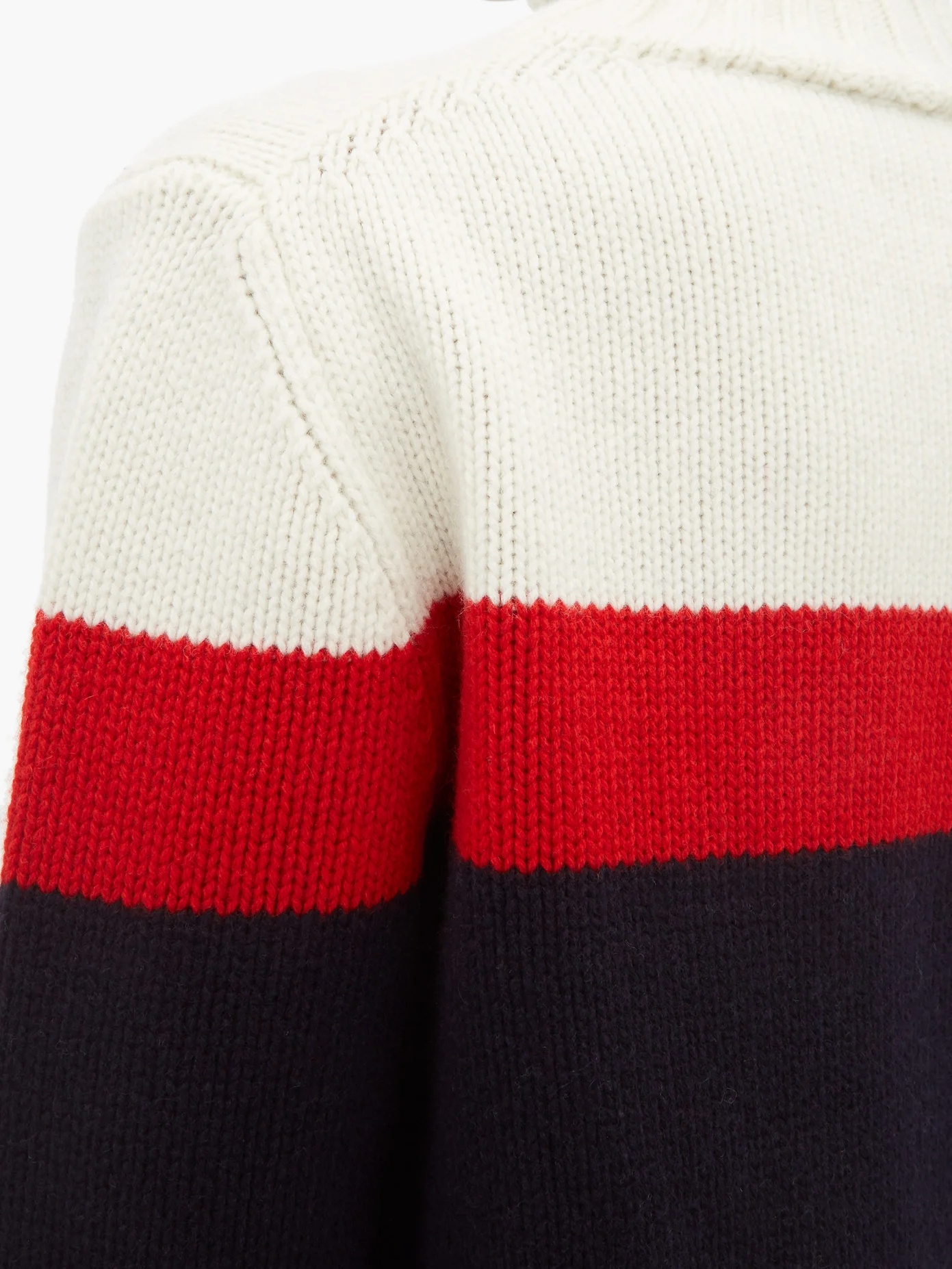 Logo-jacquard striped wool-blend sweater - 5