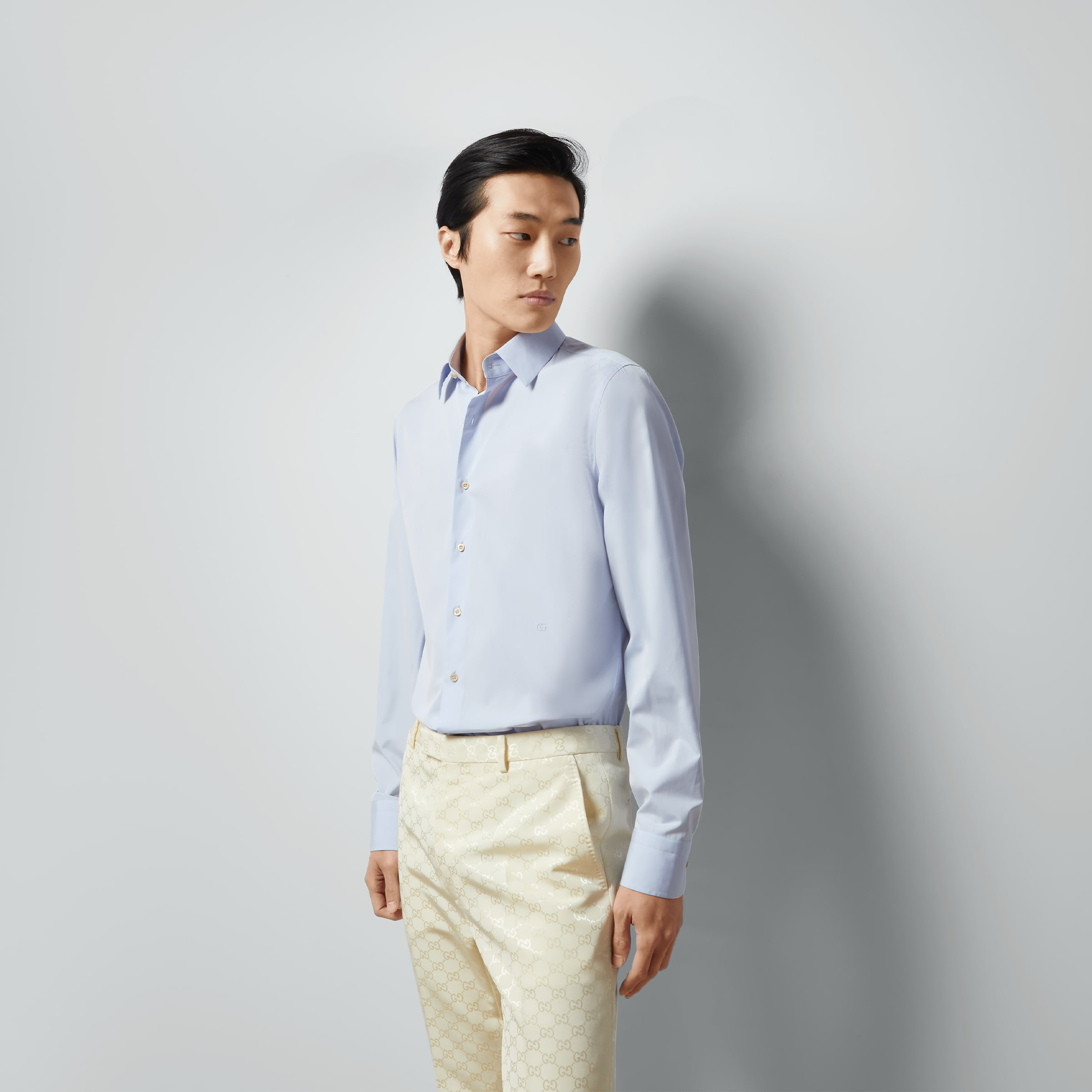 Cotton silk shirt with Double G - 5