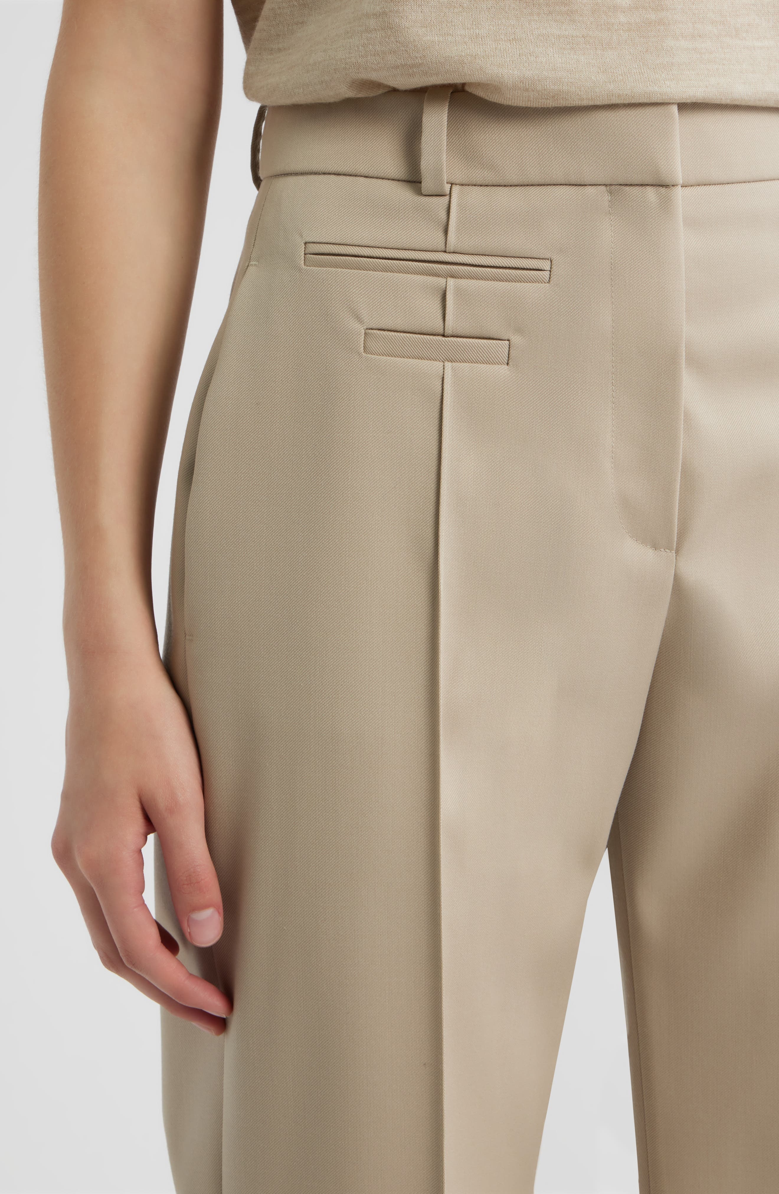 BOSS Talima Wool Wide Leg Pants in Pumice at Nordstrom - 4