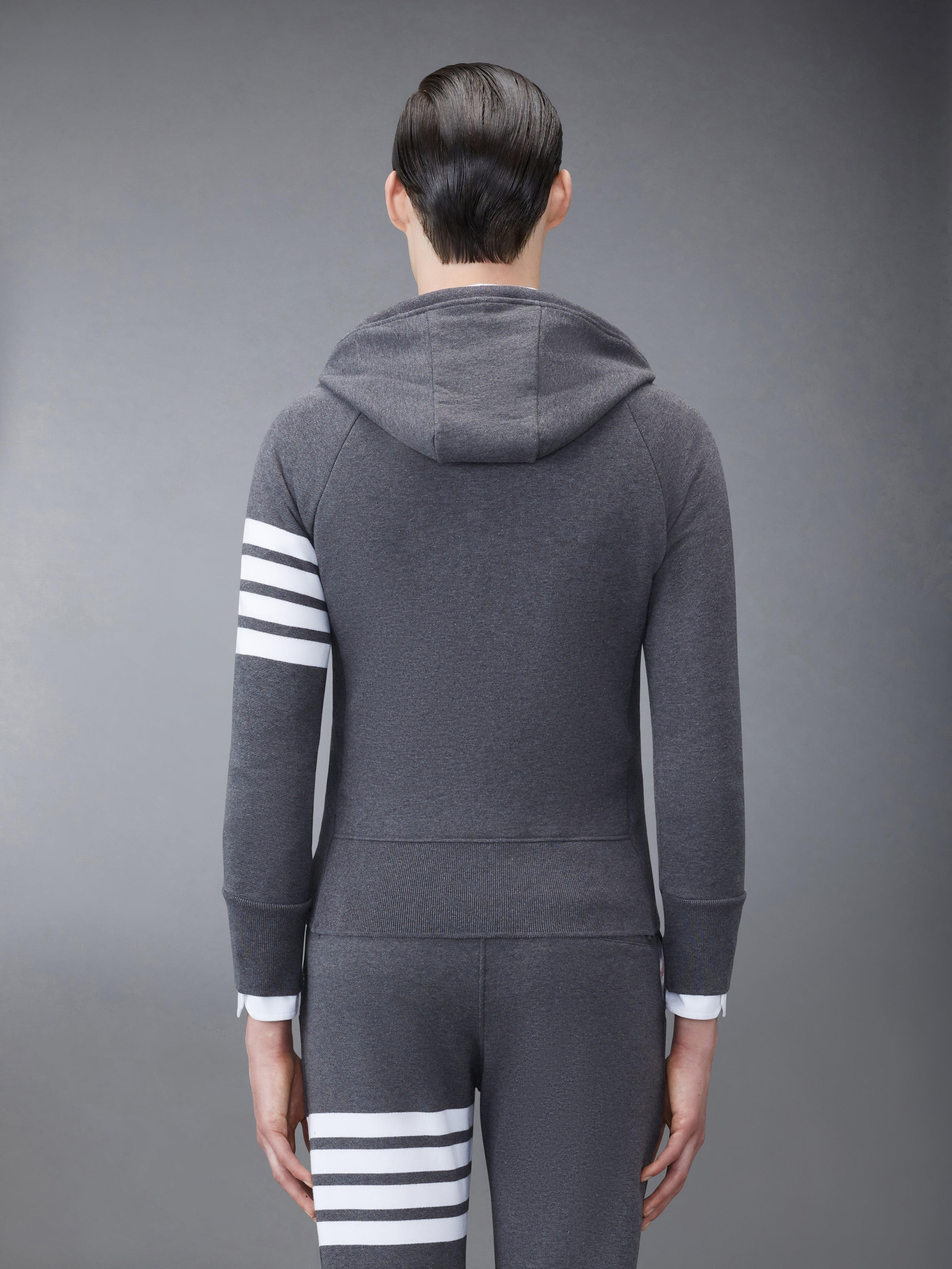 Dark Grey Loopback Jersey Knit 4-bar Zip-up Hoodie - 2