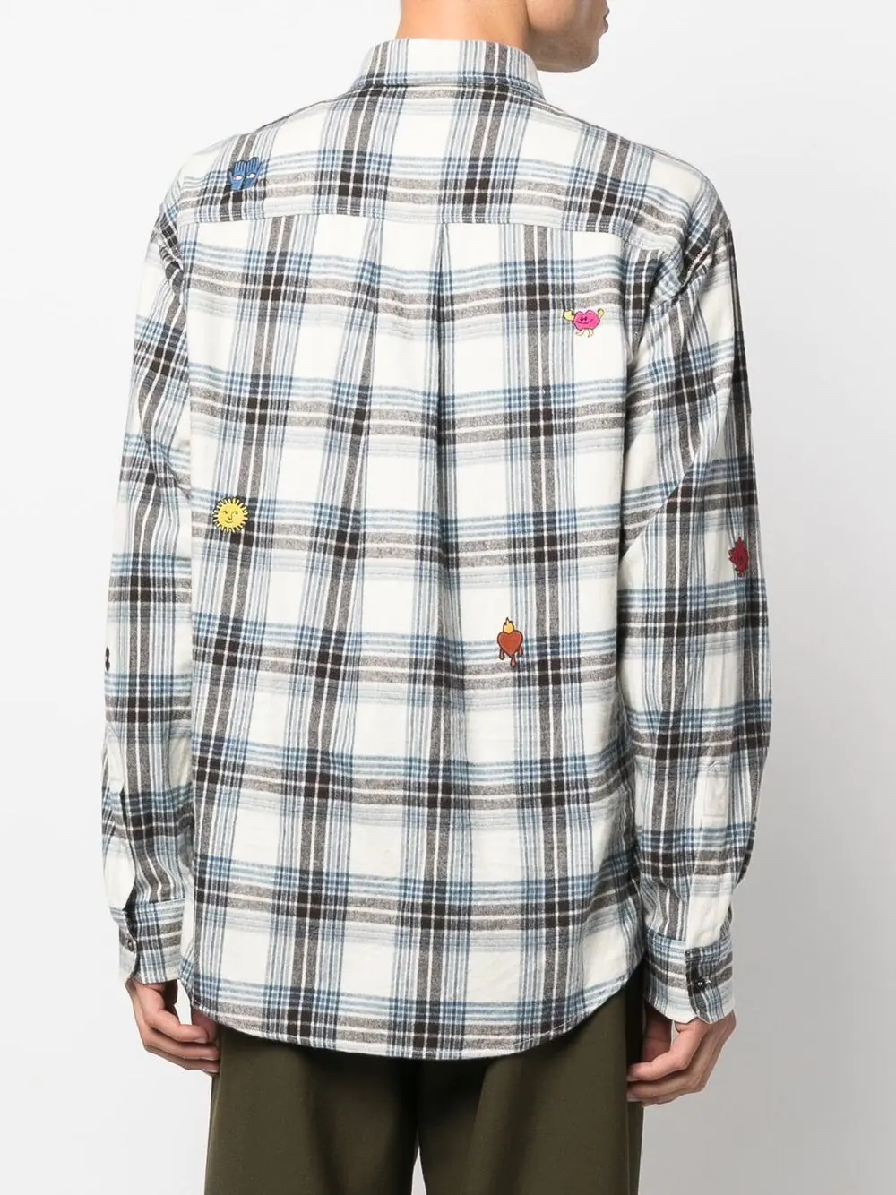 embroidered-detail plaid-check print shirt - 4