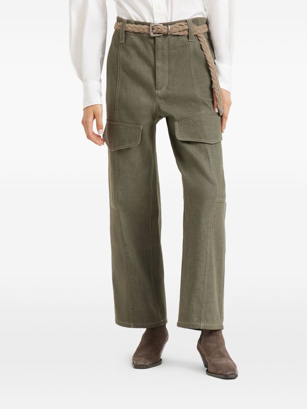 cargo-pocket cotton trousers - 3