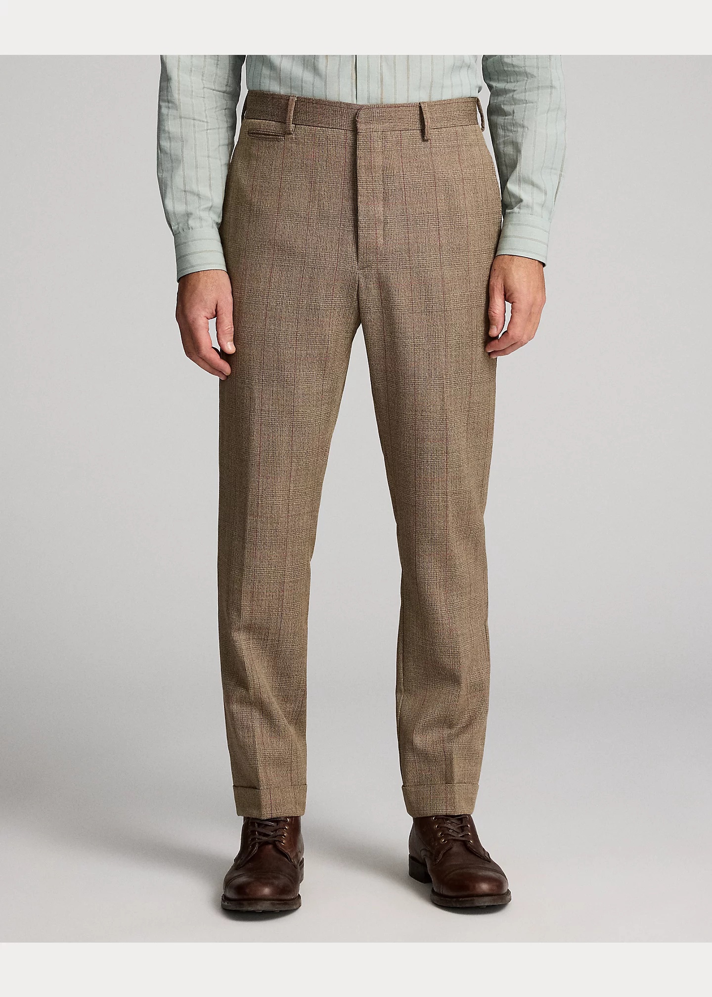 Slim Fit Glen Plaid Wool Suit Trouser - 3
