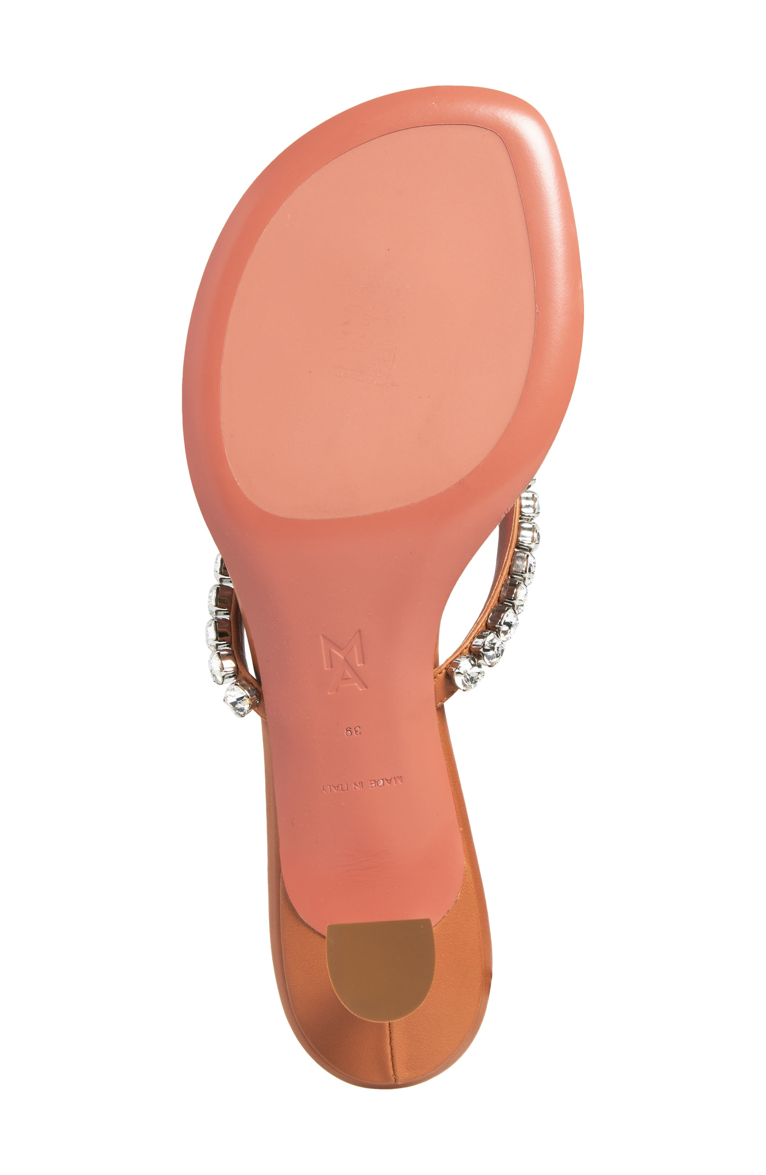 Amina Muaddi Gigi CrystalStrap Kitten Heel Sandal in Nappa Latte/White Crystals at Nordstrom - 6