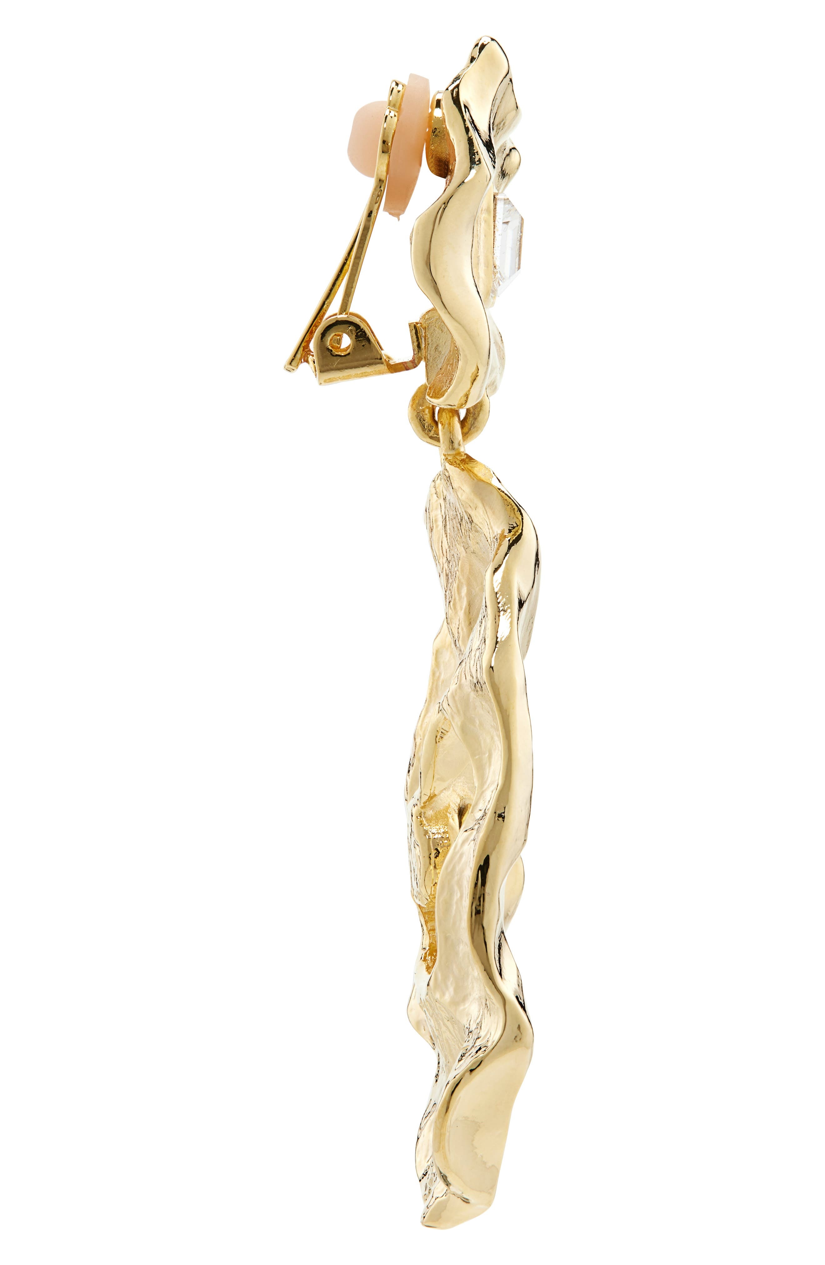 Oscar de la Renta Textured Metal & Crystal Drop Clip-On Earrings in Multi at Nordstrom - 4