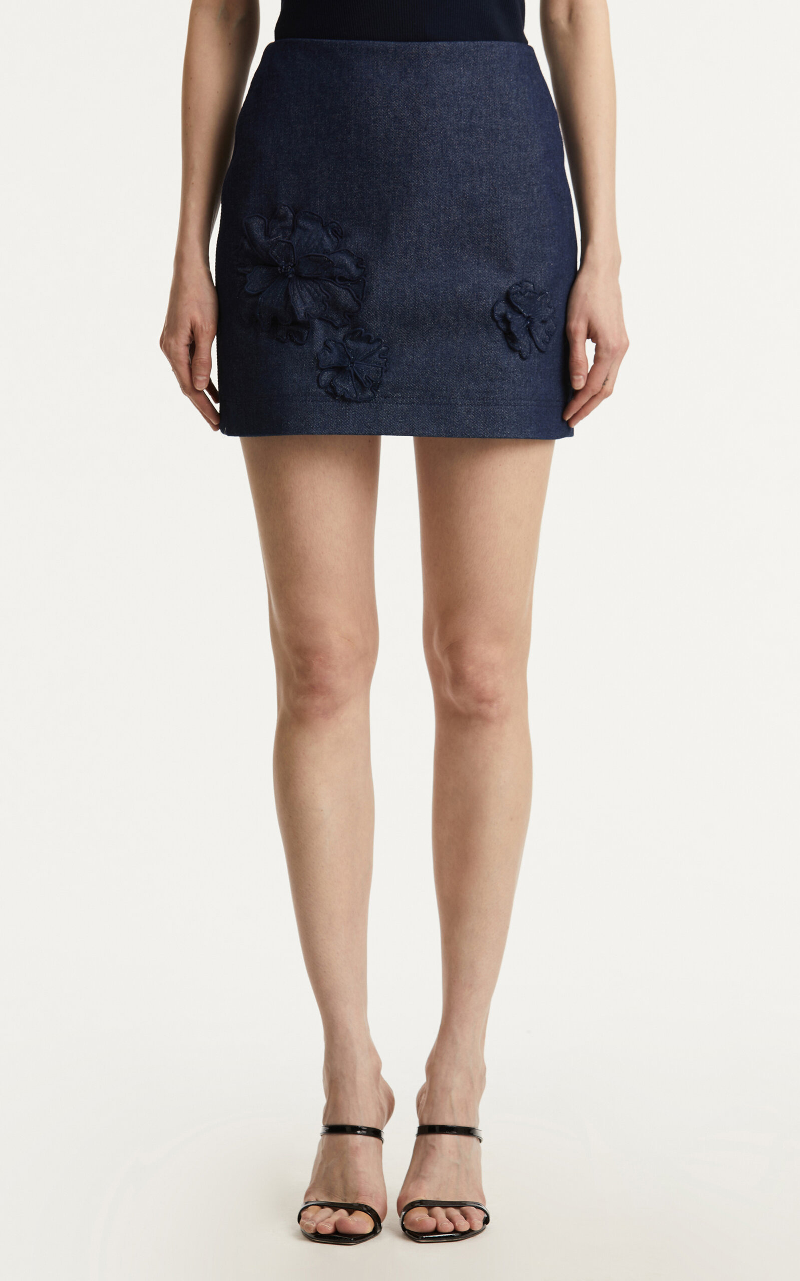 Embroidered Stretch-Denim Mini Skirt dark wash - 4