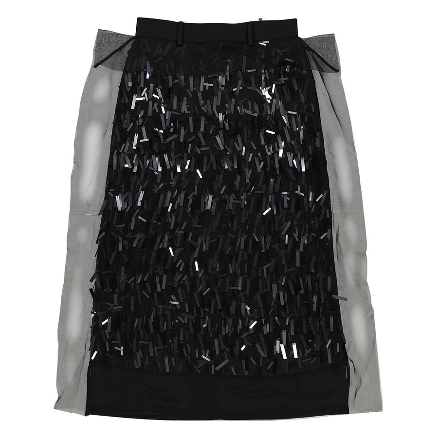 Sacai Ladies Black Spangle Embroidery Sequin Skirt, Brand Size 0 - 5