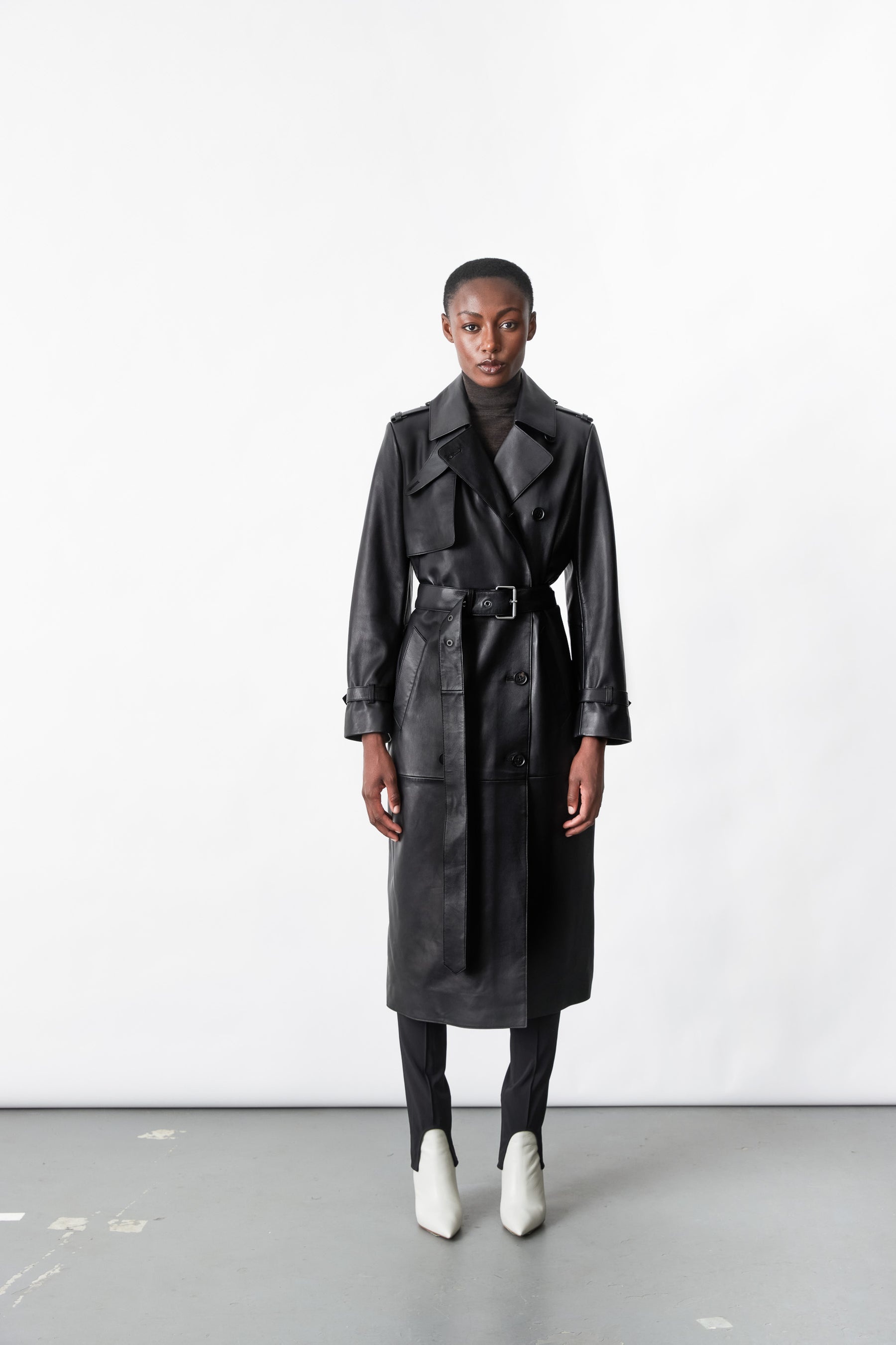 GAEL Leather trench coat with belt - 2