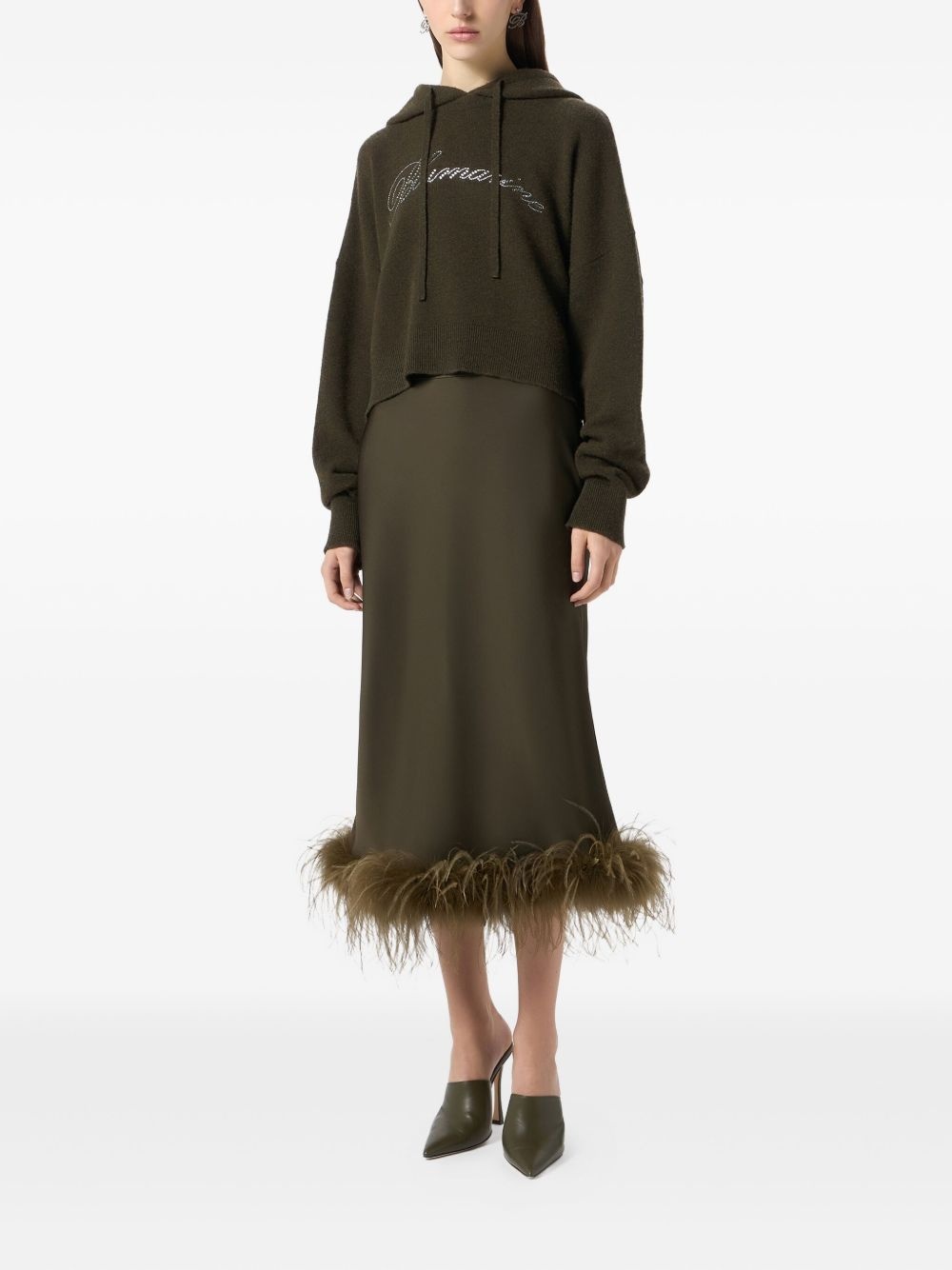 cropped logo-embellished hoodie - 2