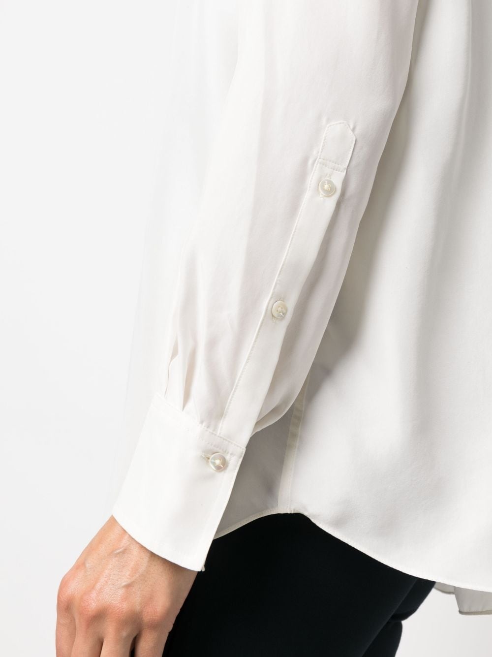 band-collar silk shirt - 5