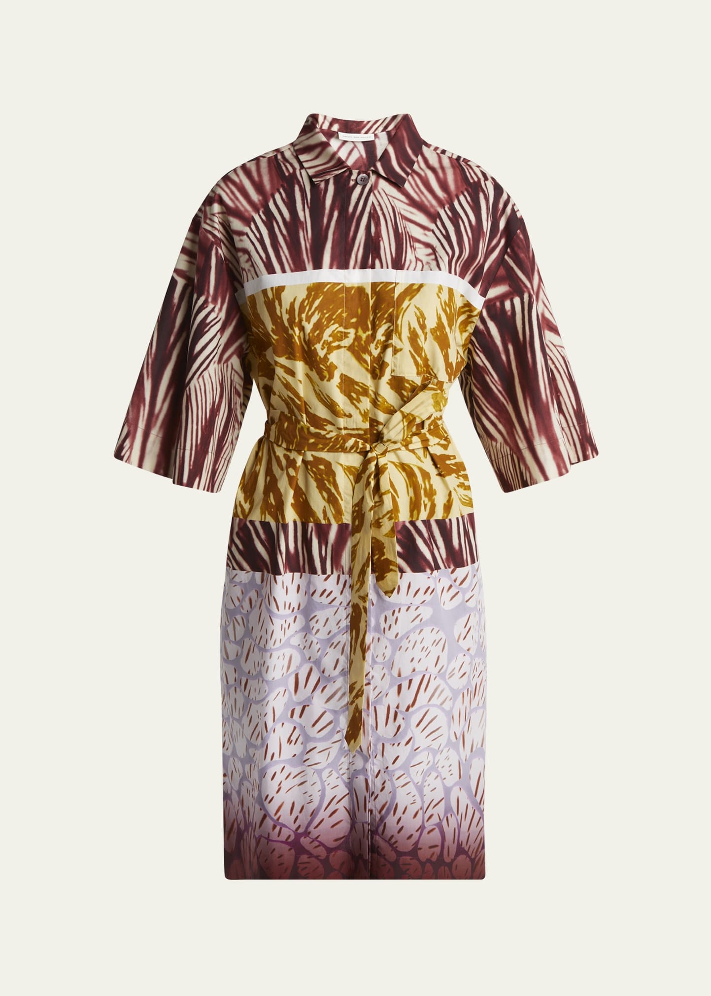 Doralia Printed Tie-Belt Shirtdress - 1