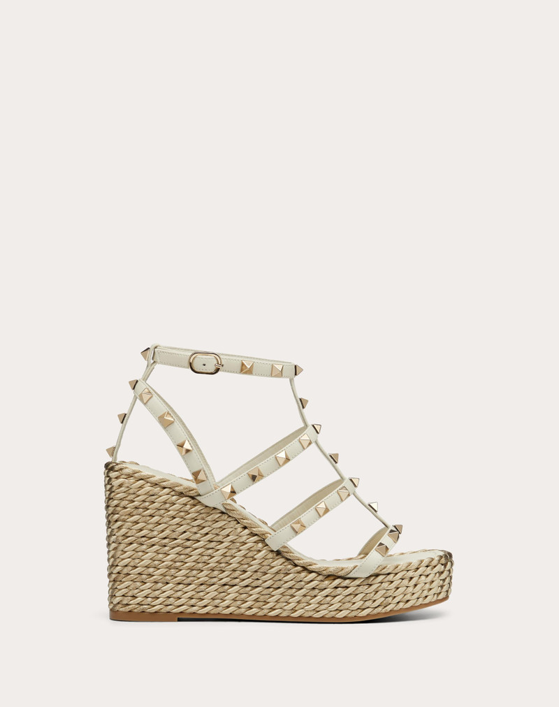 ROCKSTUD CALFSKIN WEDGE SANDAL WITH STRAPS 95 MM - 1