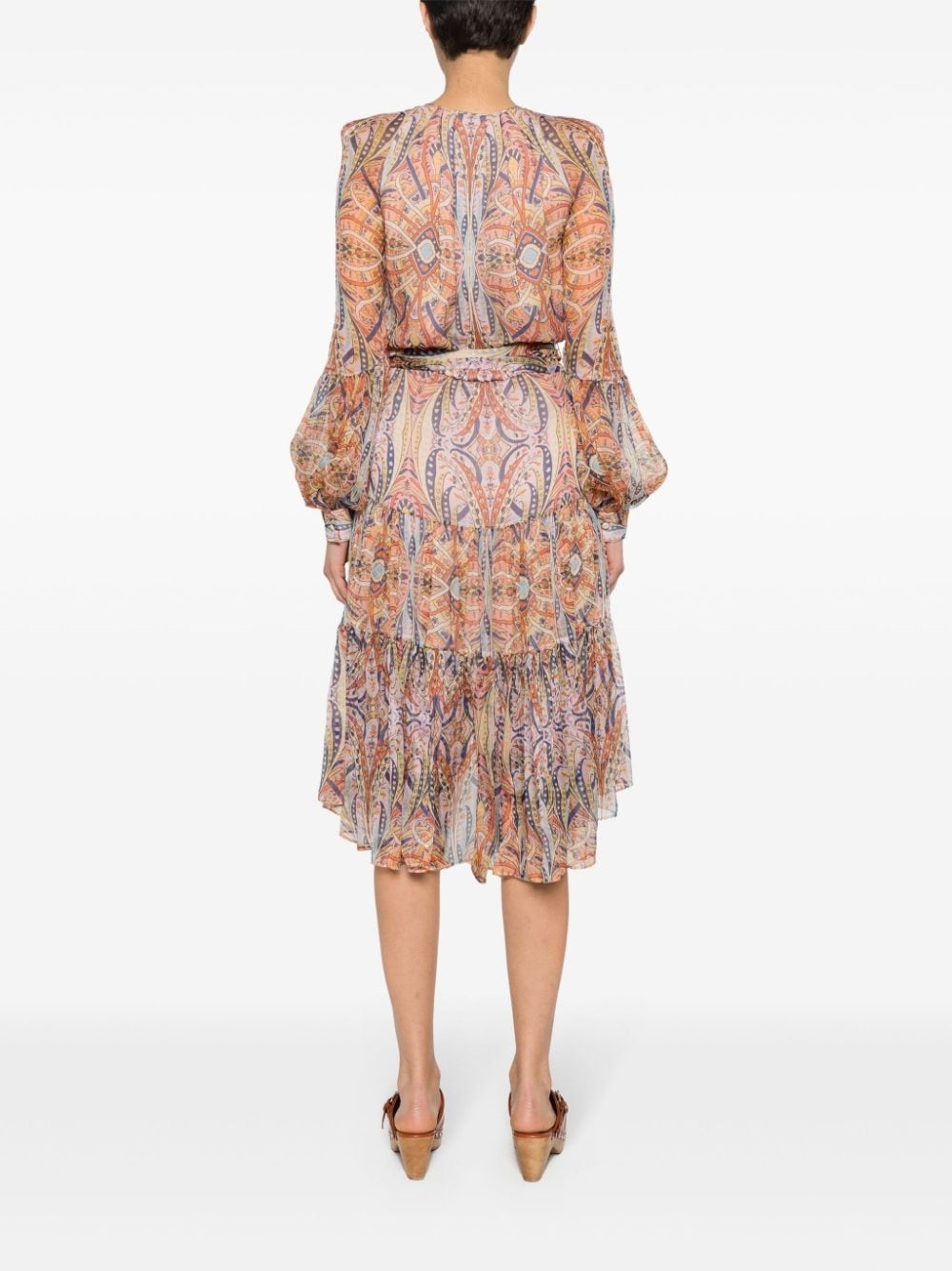 graphic-print silk midi dress - 4