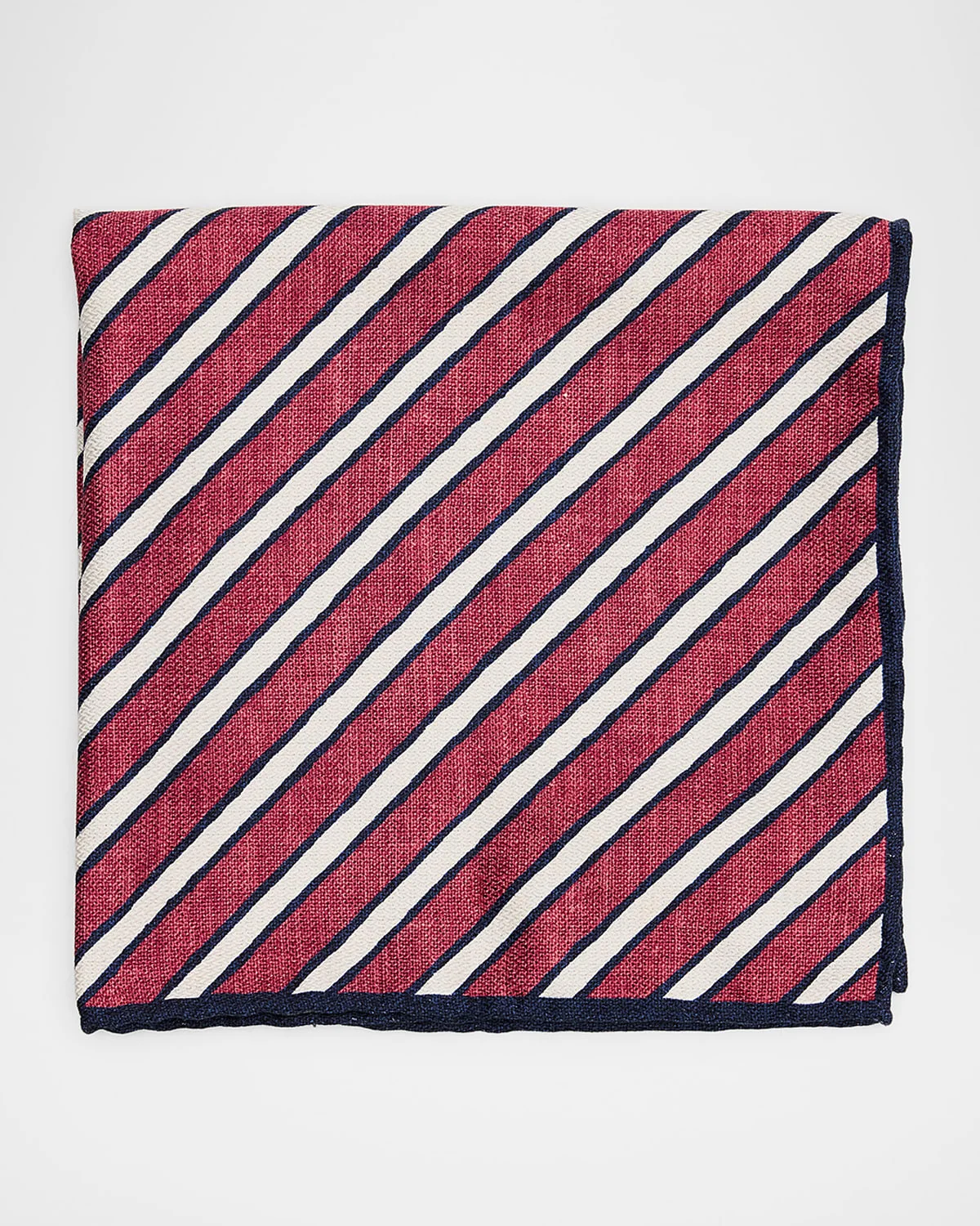 Men's Double-Face Bengal Stripe Silk Pocket Square - 1