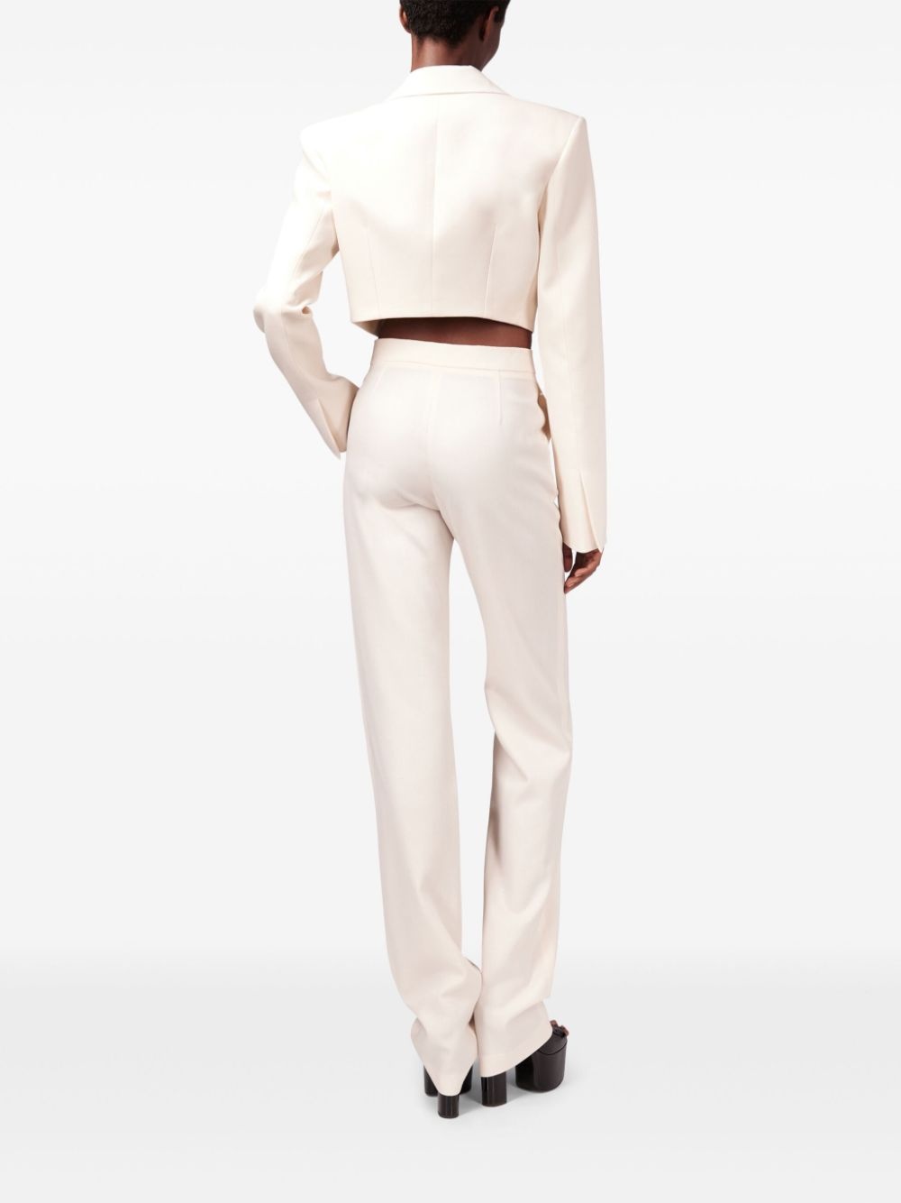 crystal-brooch cropped jacket - 5