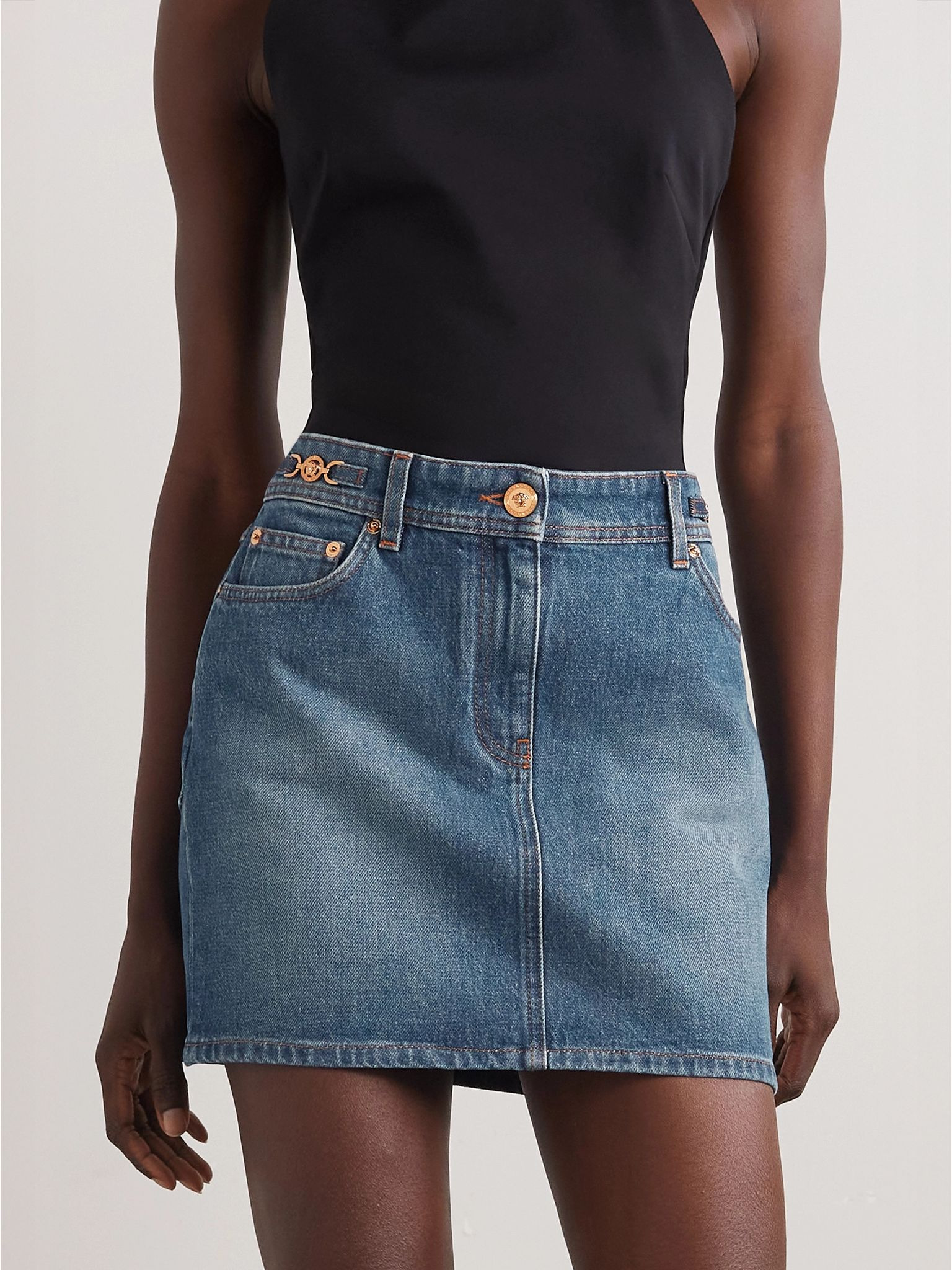 Icons embellished denim mini skirt Dark denim - 3