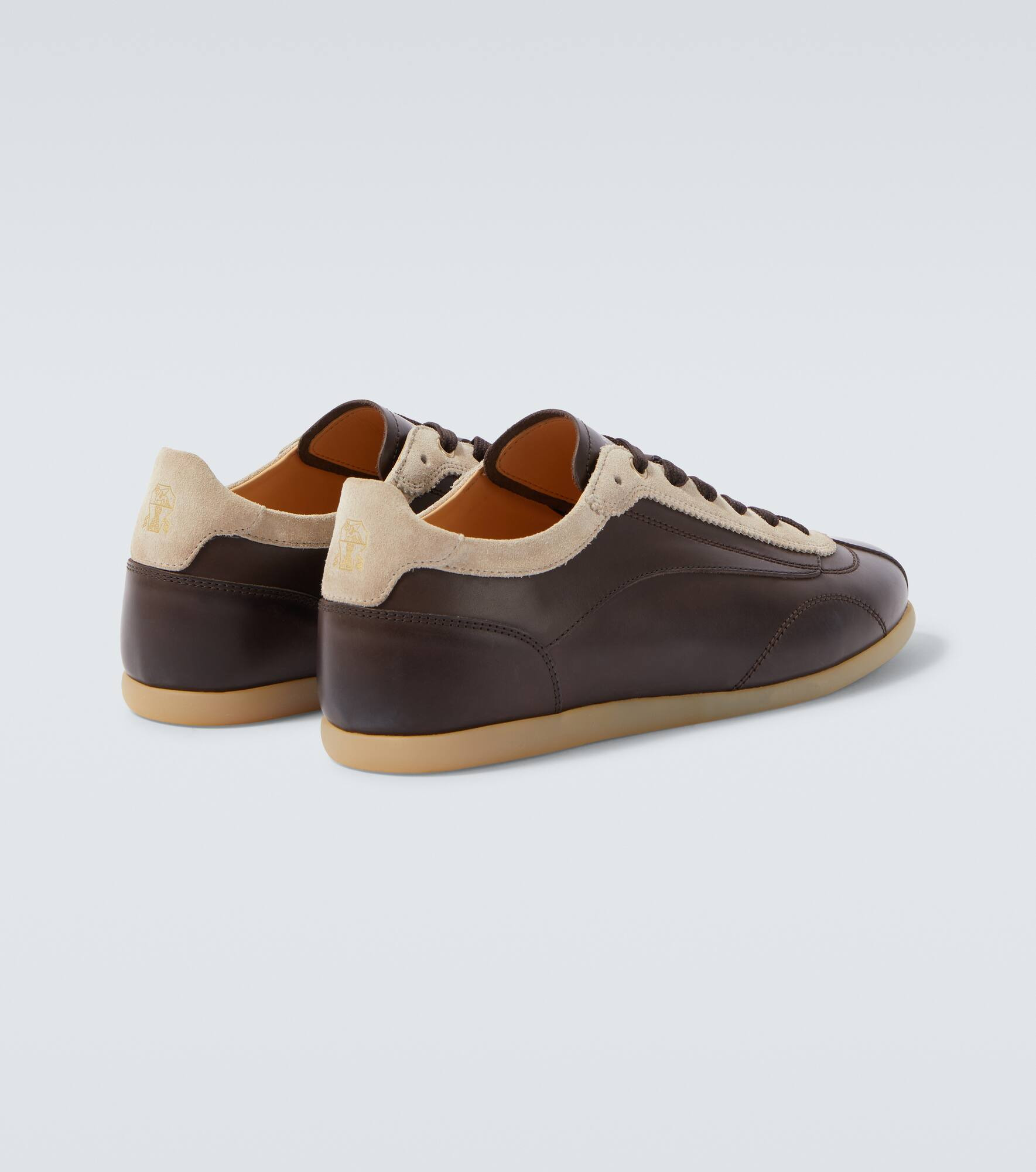 Suede-trimmed leather sneakers - 6
