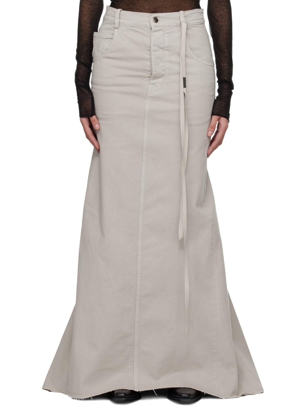 Beige Goele Denim Maxi Skirt - 1