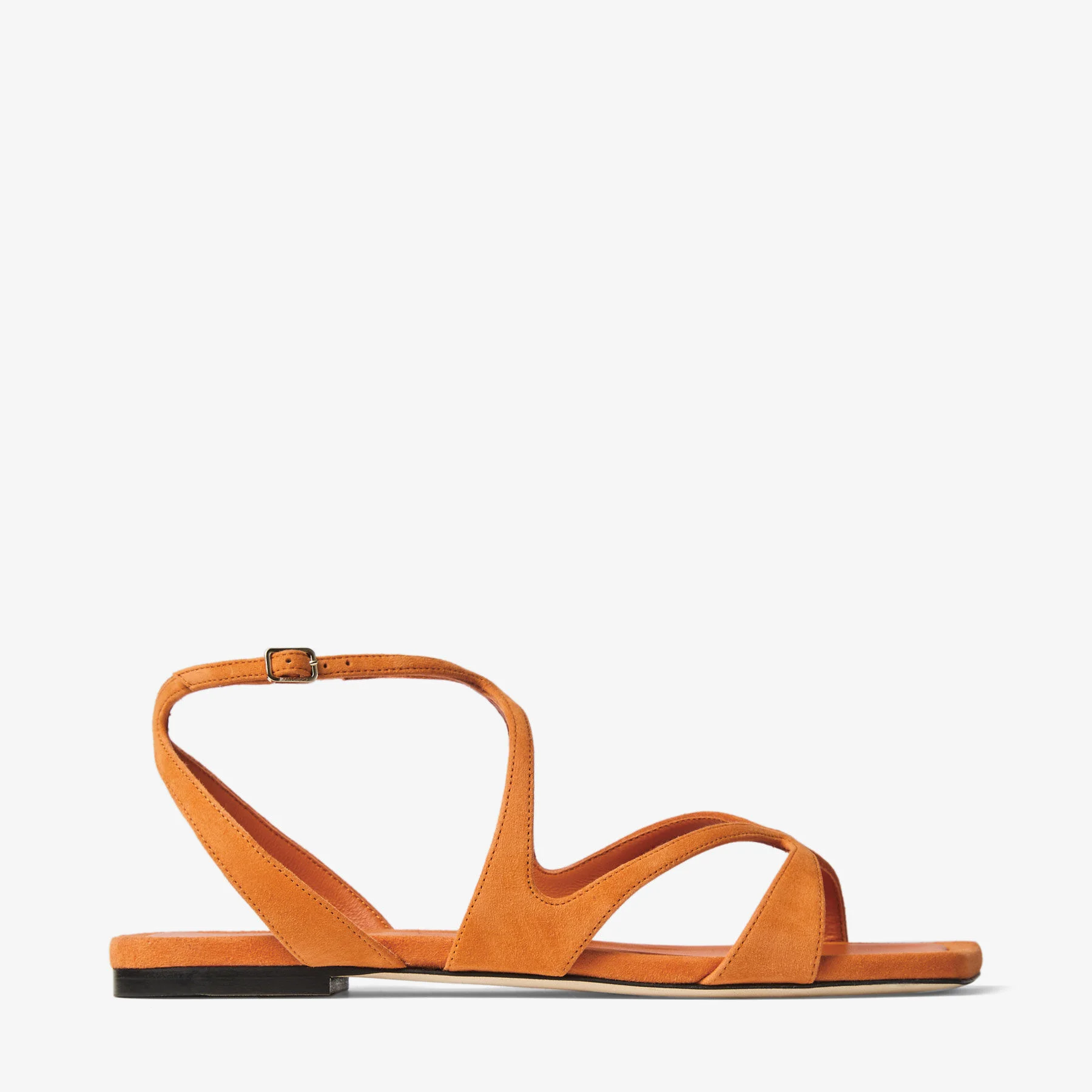 Ayla Flat Sunset Orange Suede Flat Sandals - 1