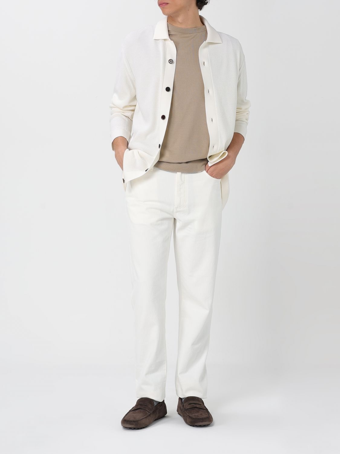 Zegna Cardigan Men Yellow Cream - 2