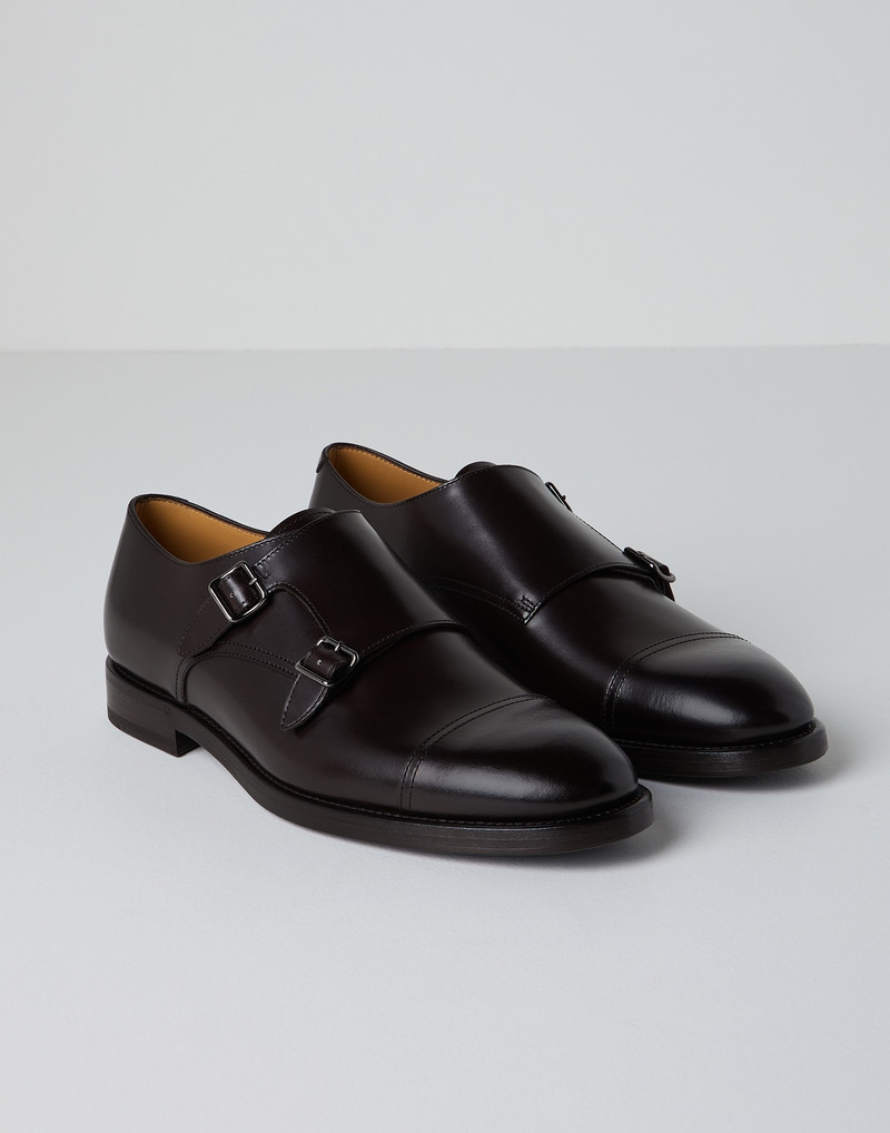 Brunello Cucinelli Double monk strap cap toe shoes in smart calfskin outlook
