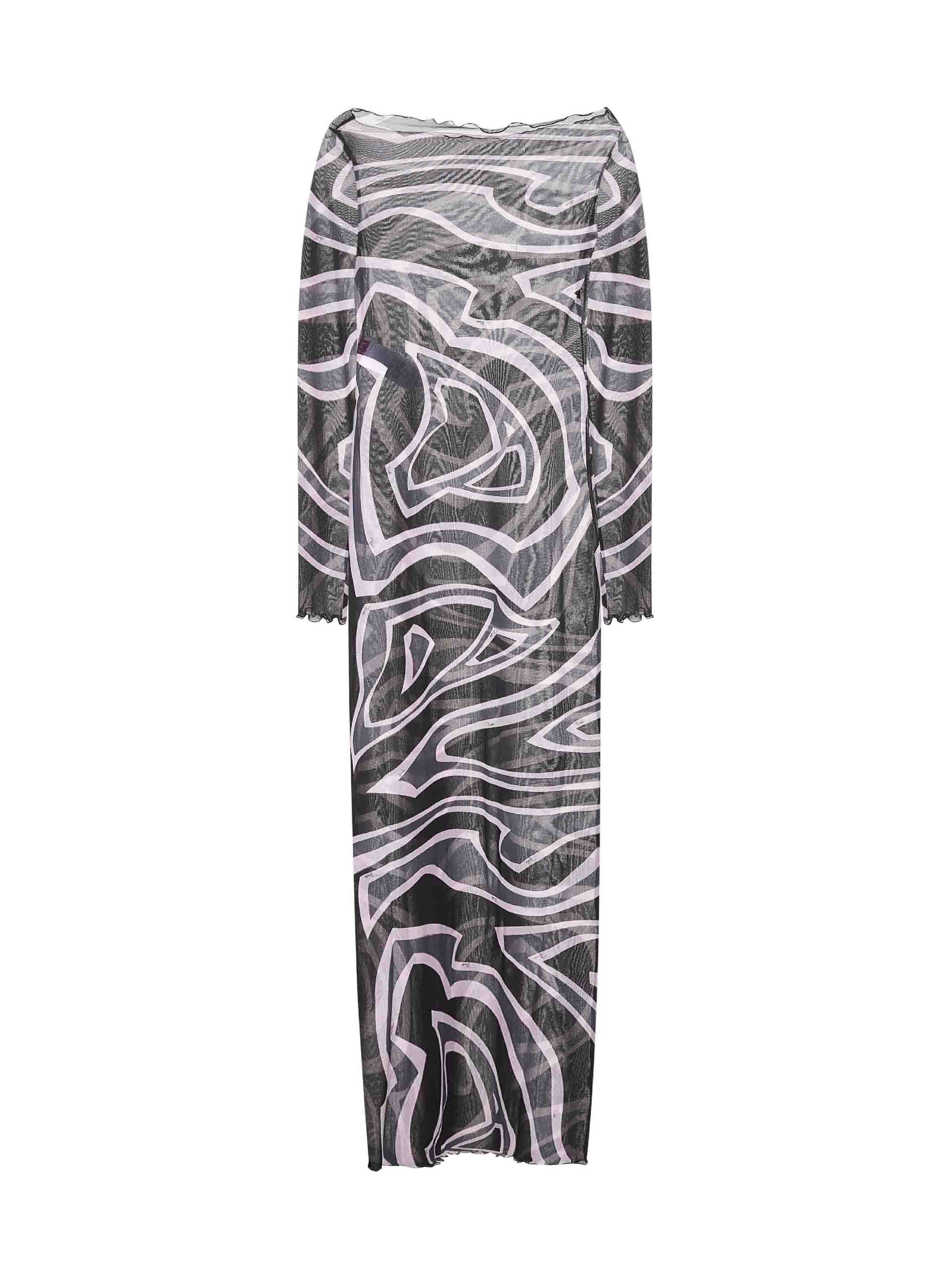 Labirinto print long tulle dress - 2