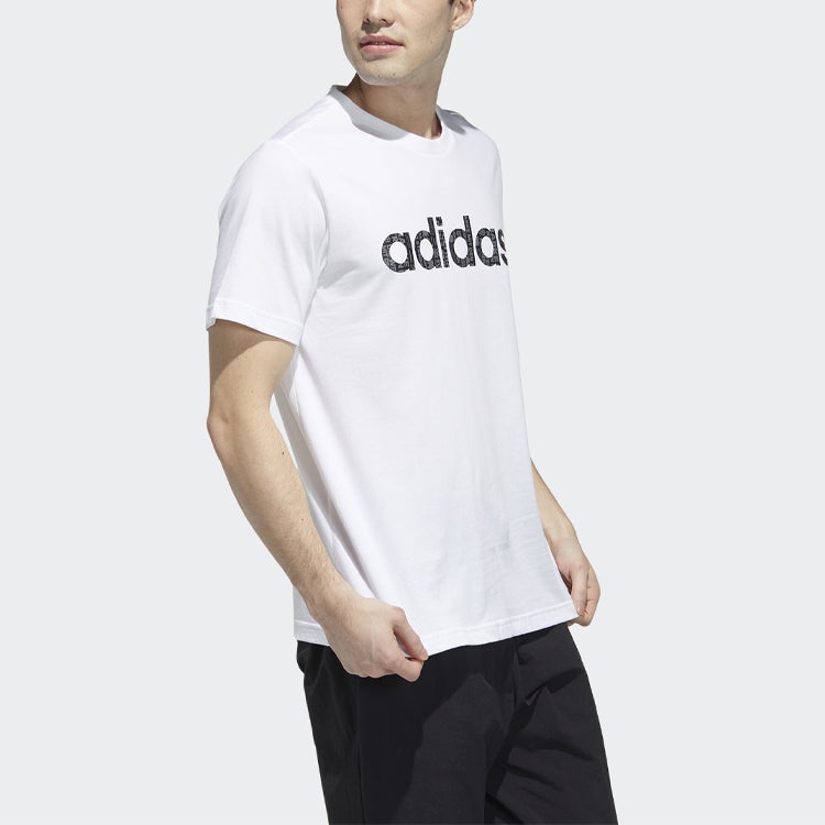 Men's adidas neo Logo Alphabet Printing Sports Short Sleeve White T-Shirt GP4880 - 4