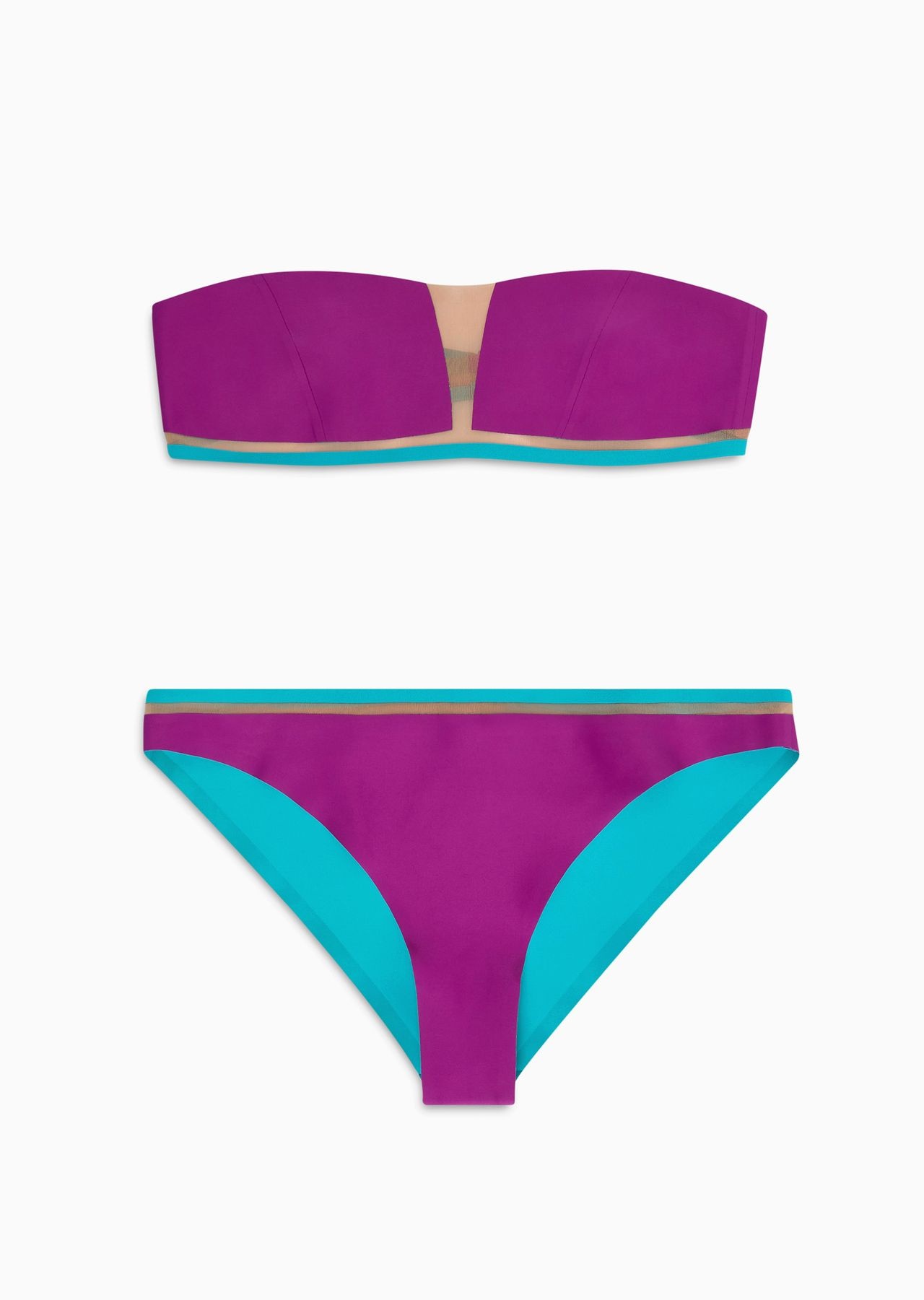 Bandeau bikini with tulle details - 1