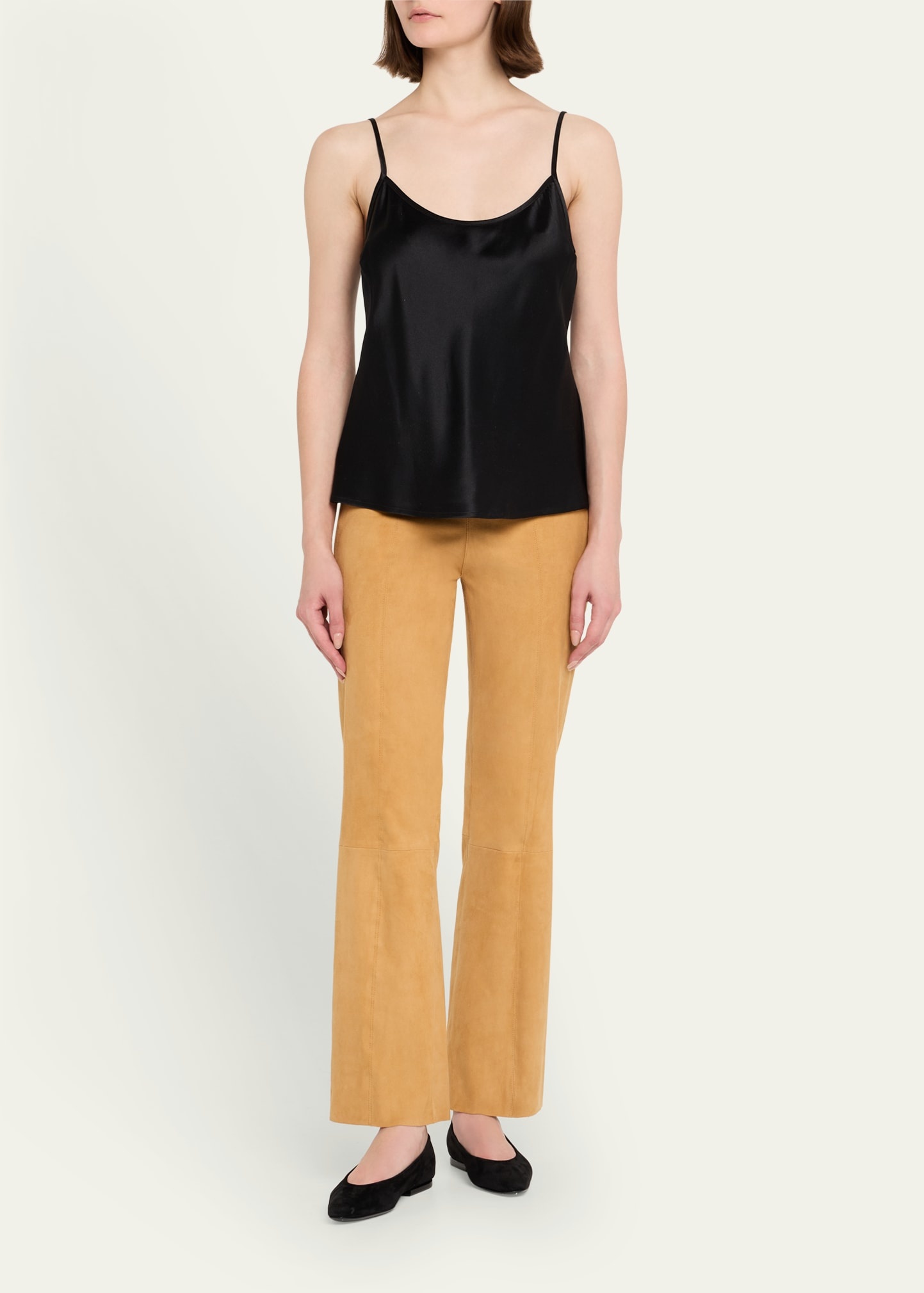 Suede Ankle Flare Pants with Princess Seaming - 2