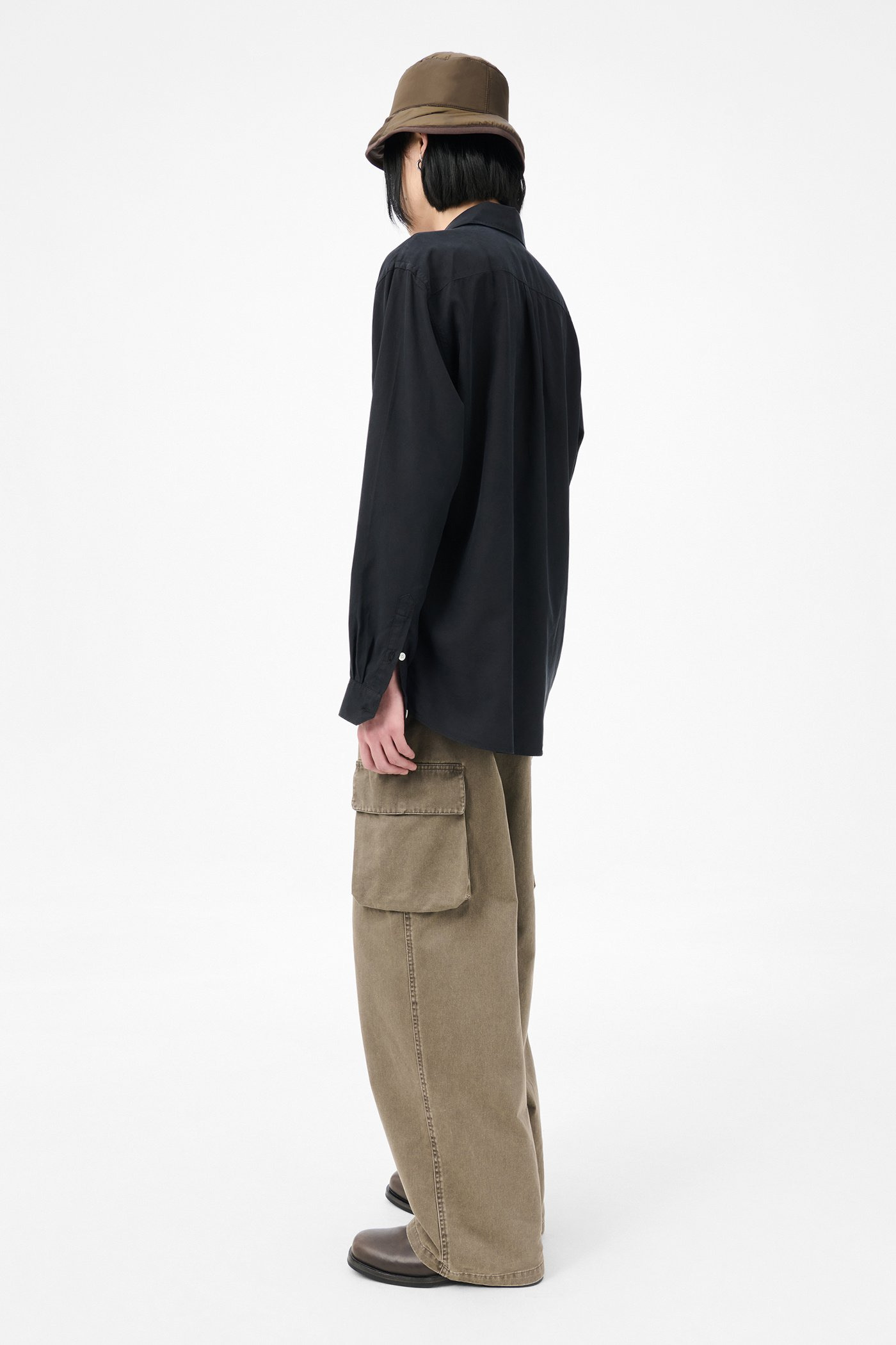 Initial Shirt Black Fine Silk - 5