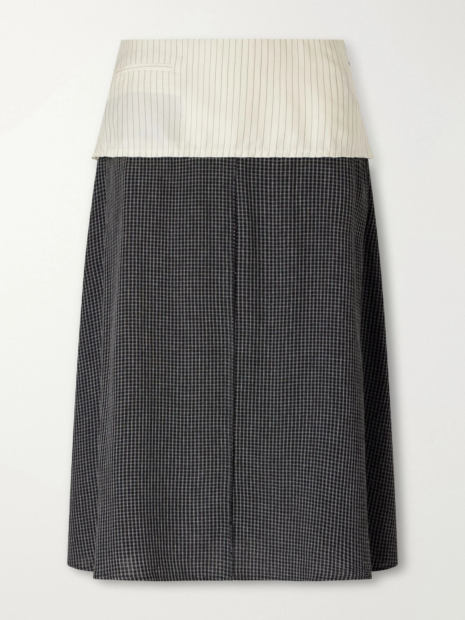 Committee pinstriped checked seersucker midi skirt Dark gray - 1
