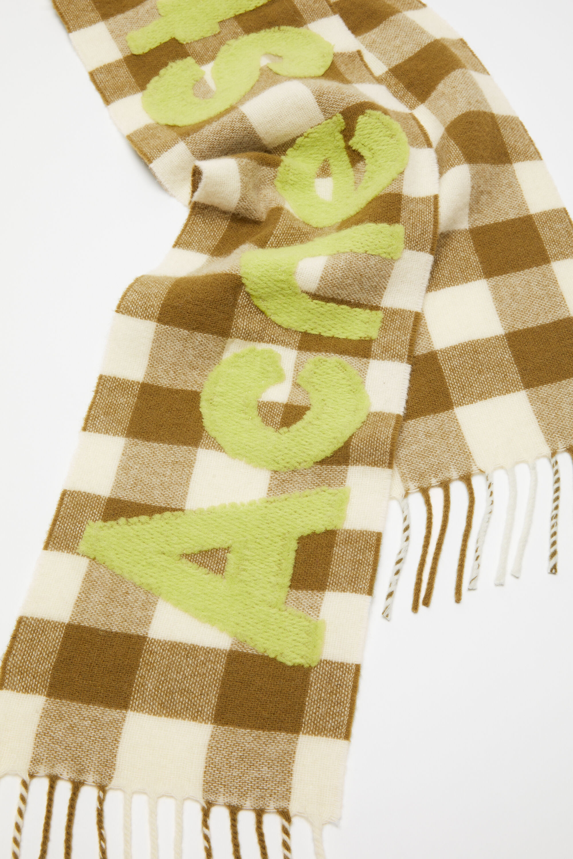 Check logo scarf - Narrow - Khaki/green - 4