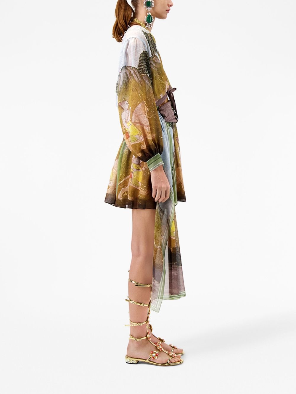 landscape-print wrap blouse - 3