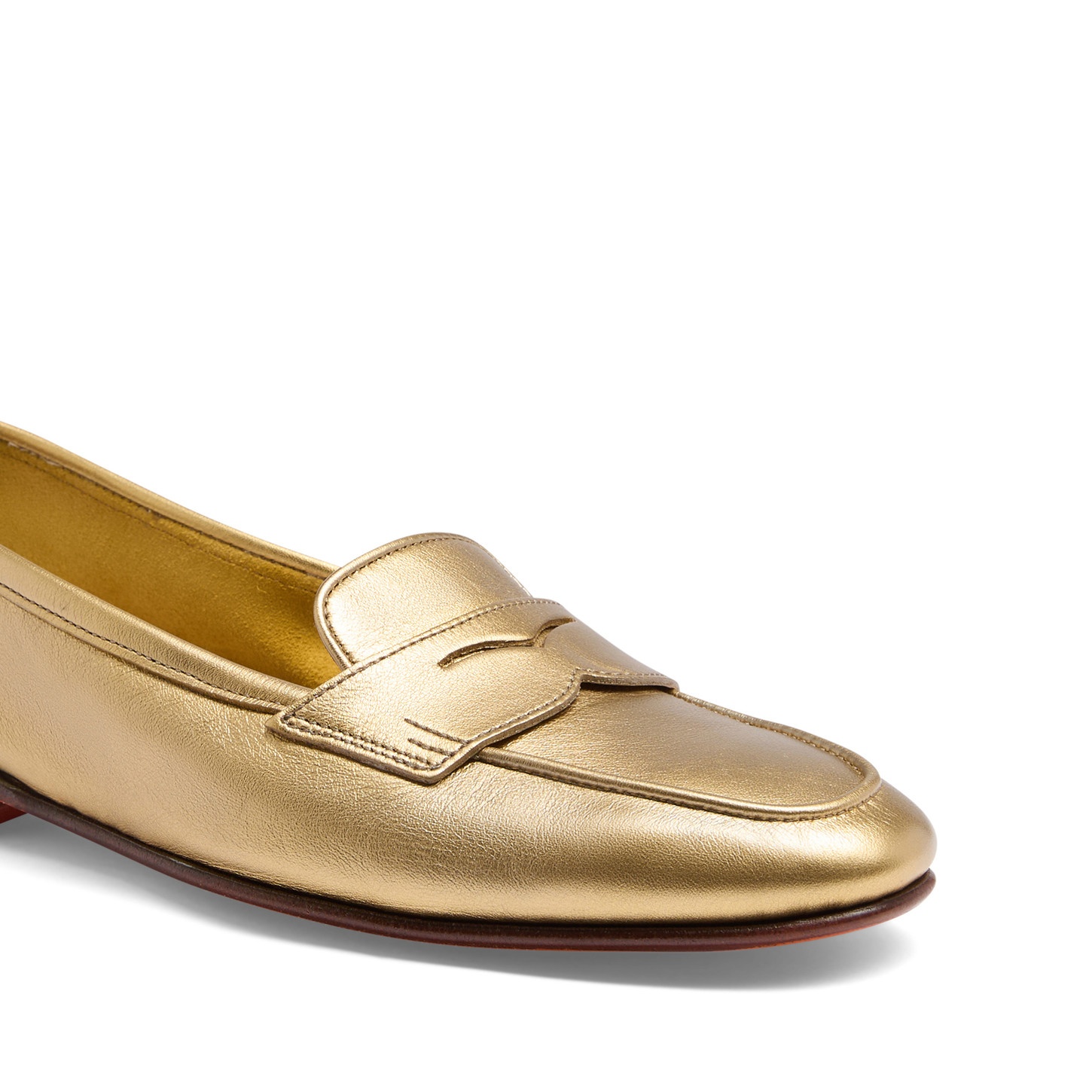 Women's gold laminated leather Carla loafer - 6