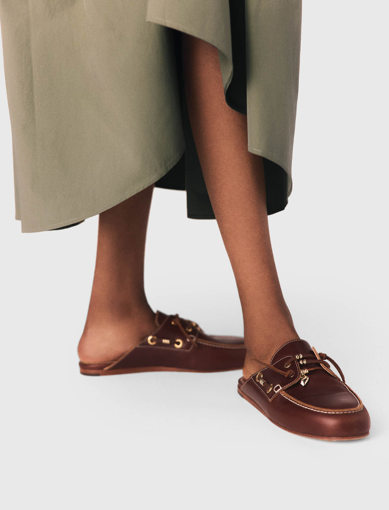 maje Leather boat mules outlook