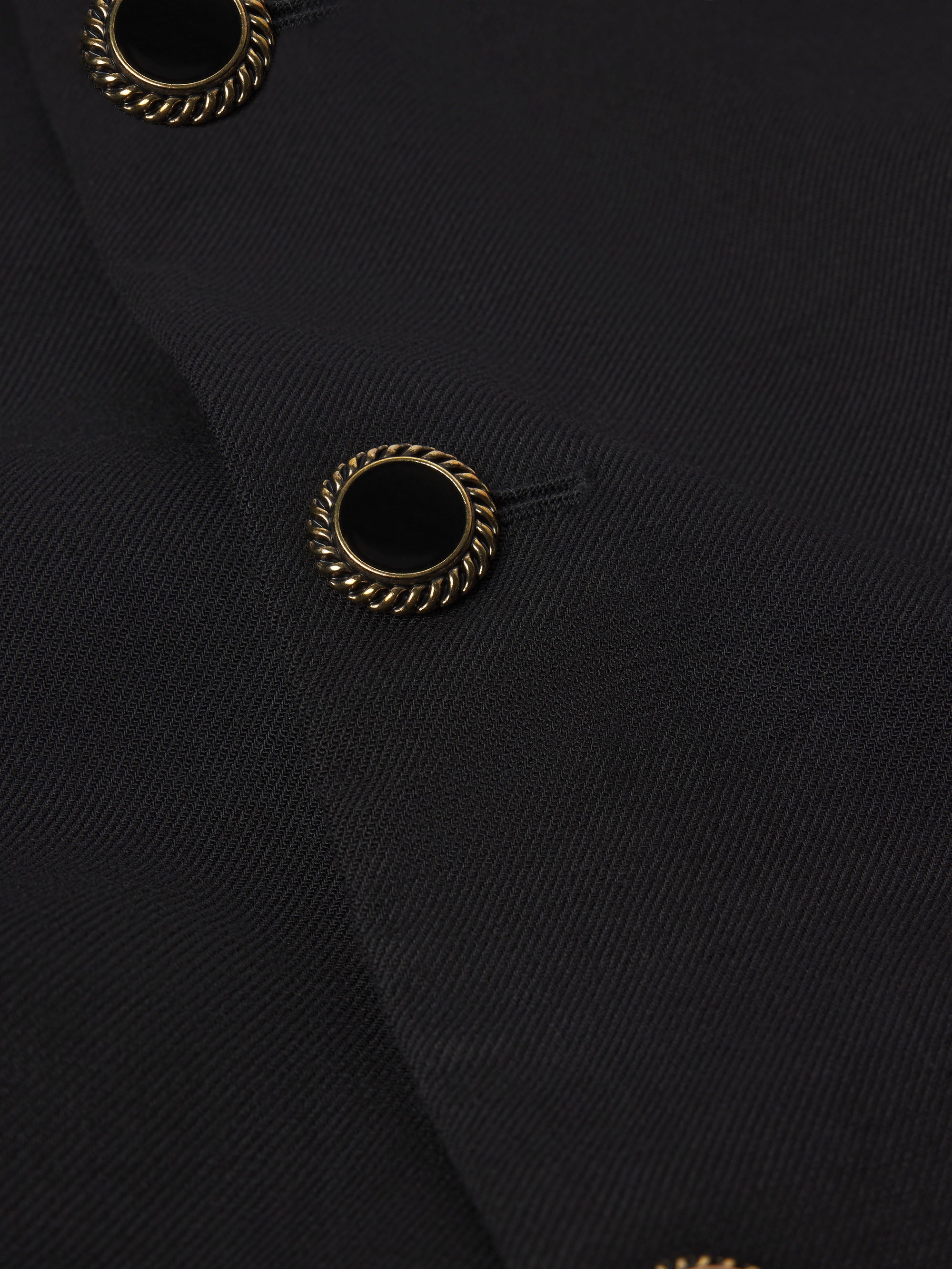 Button Front Suiting Dress in Black - 5