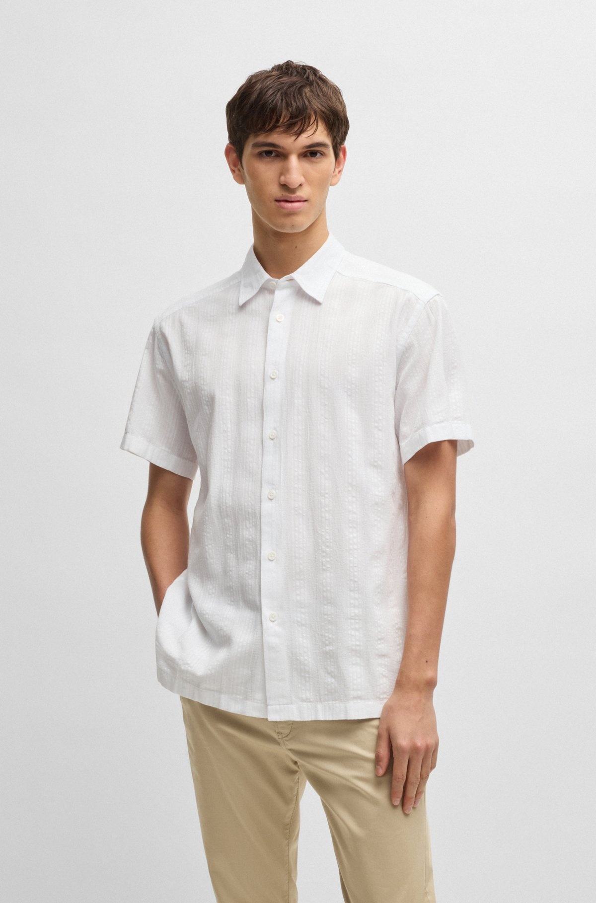 RELAXED-FIT SHIRT IN STRIPED COTTON - 2