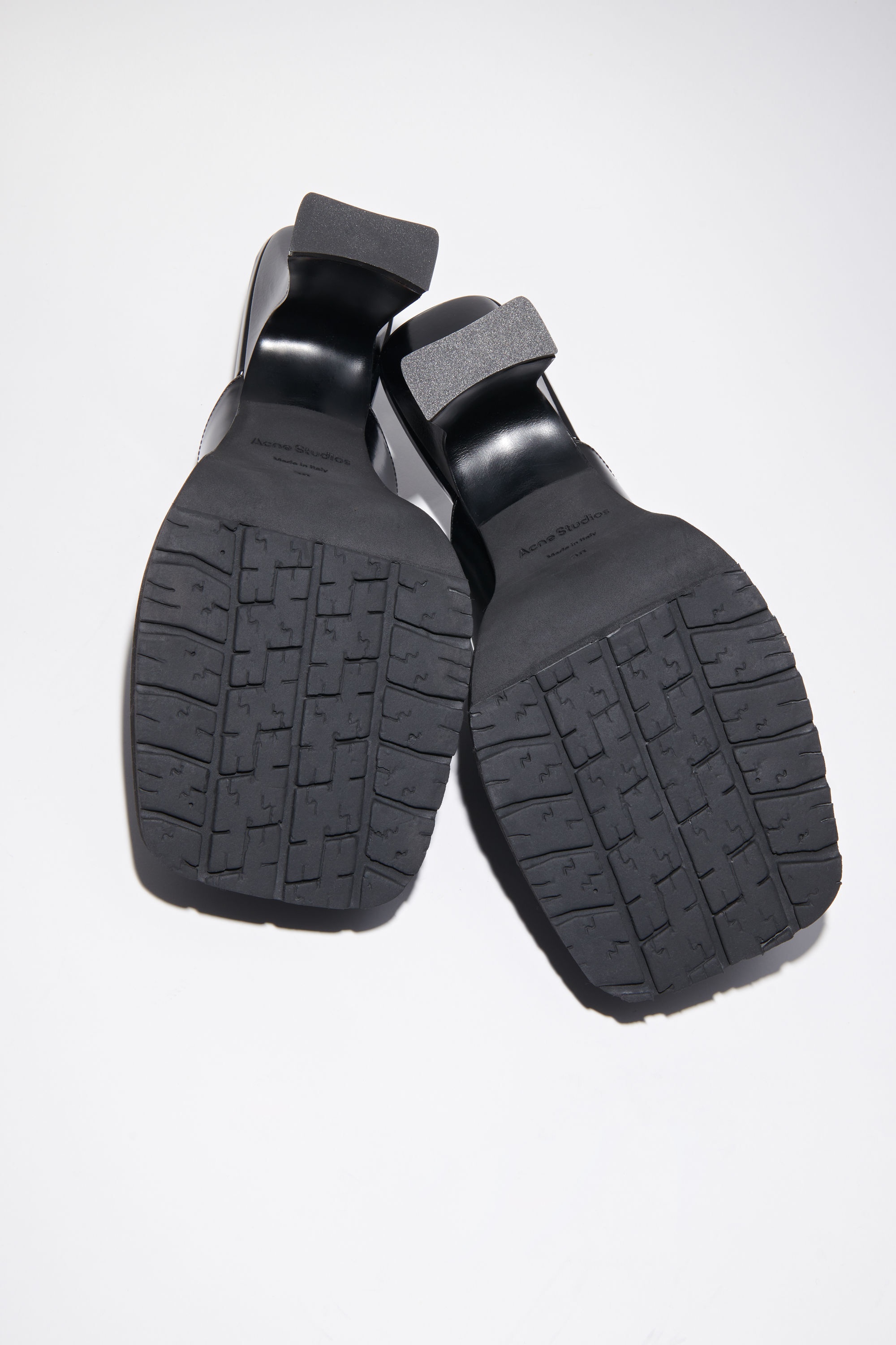 Platform heel leather mules - Black - 4