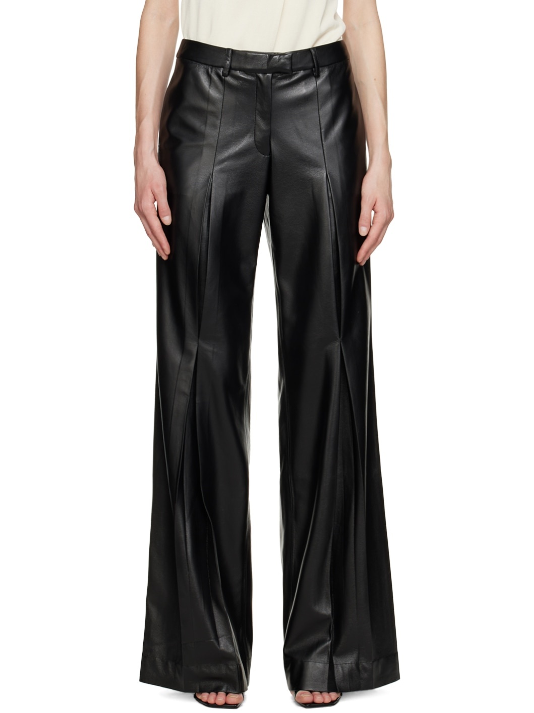 Black Vortico Faux-Leather Trousers - 1