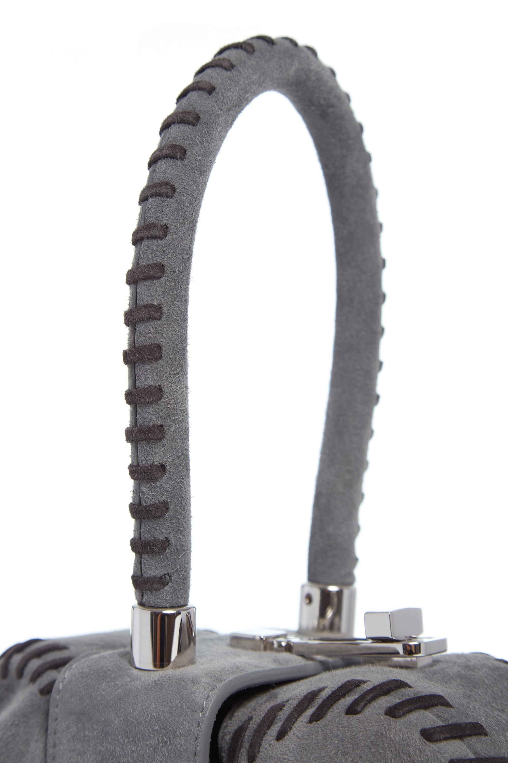 Whipstitch Demi Bag in Charcoal Suede - 4