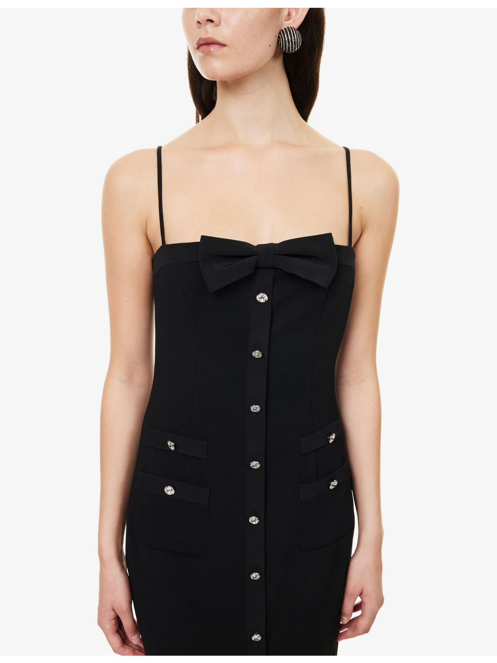 Embellished Shoulder-Straps Stretch-Wool Blend Midi Dress - 5