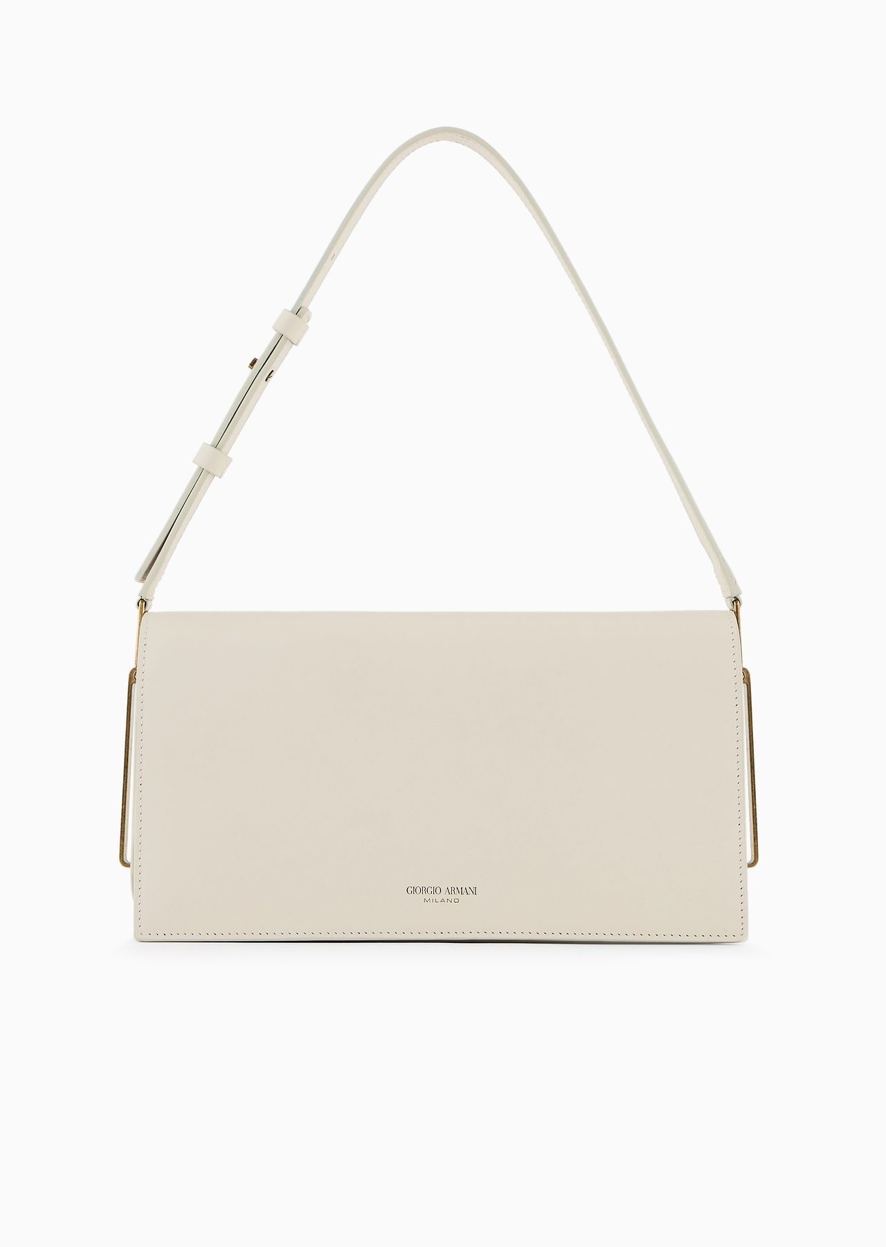 Polished leather baguette bag - 1